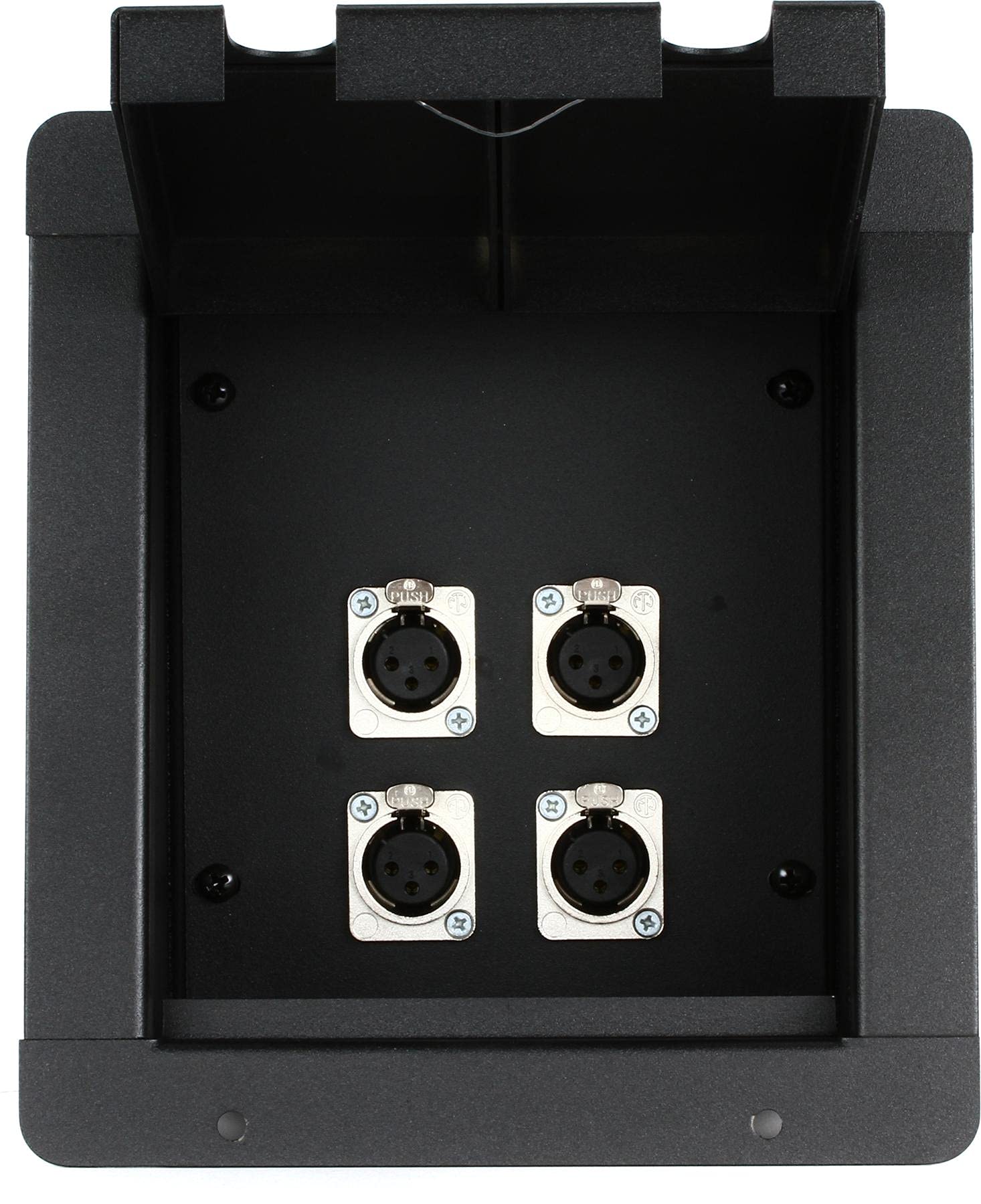 Pro Co Sound PM4XF Recessed Floor Box with 4 XLR Female Connectors - Professional Audio Installation for Studios, Stages & Home Theaters