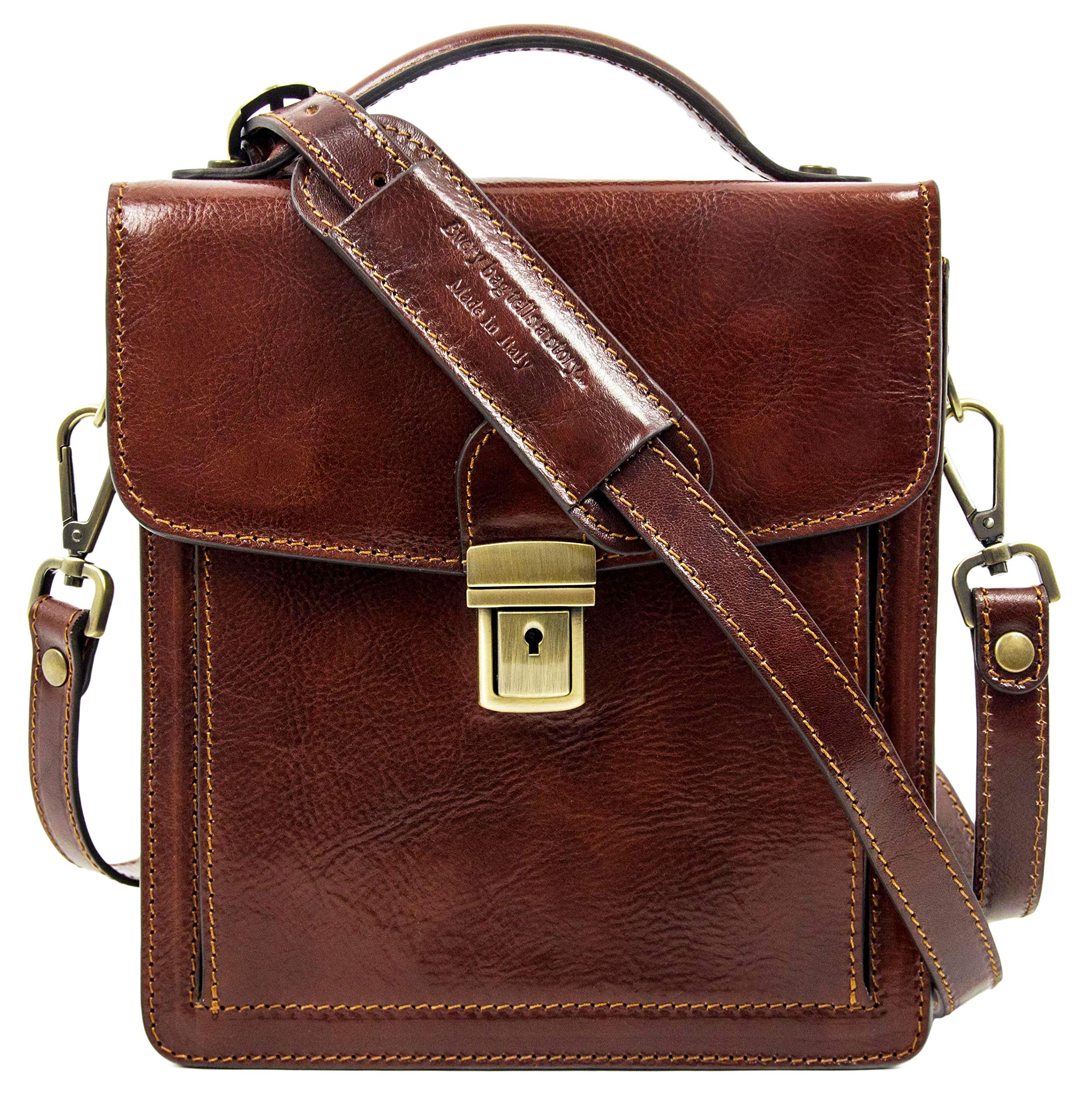 Premium Italian Leather Messenger Bag for Men - Durable Crossbody Briefcase with Time Resistance - Gift Box Included - Perfect for Business, Travel & Daily Commute