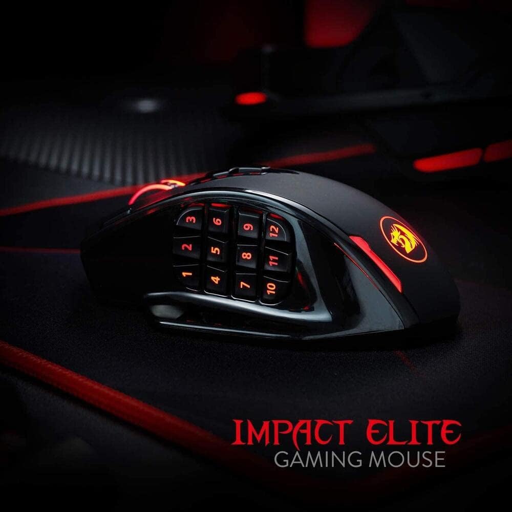 Redragon M913 Impact Elite Wireless Gaming Mouse - 16000 DPI RGB Wired/Wireless Mouse with 16 Programmable Buttons, 45-Hour Battery, Pro Optical Sensor - Perfect for MMO Gaming, FPS, and Professional Esports