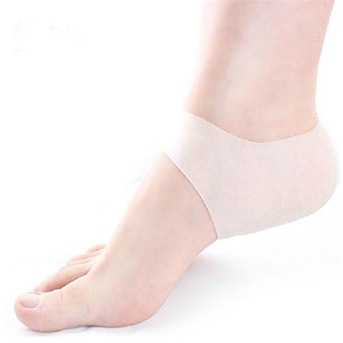Soft Silicone Moisturizing Gel Heel Socks for Cracked Feet - Pain Relief & Skin Care Protectors - Comfortable Pedicure Socks (White) - Perfect for Dry Skin, Overnight Healing & Post-Pedicure Care
