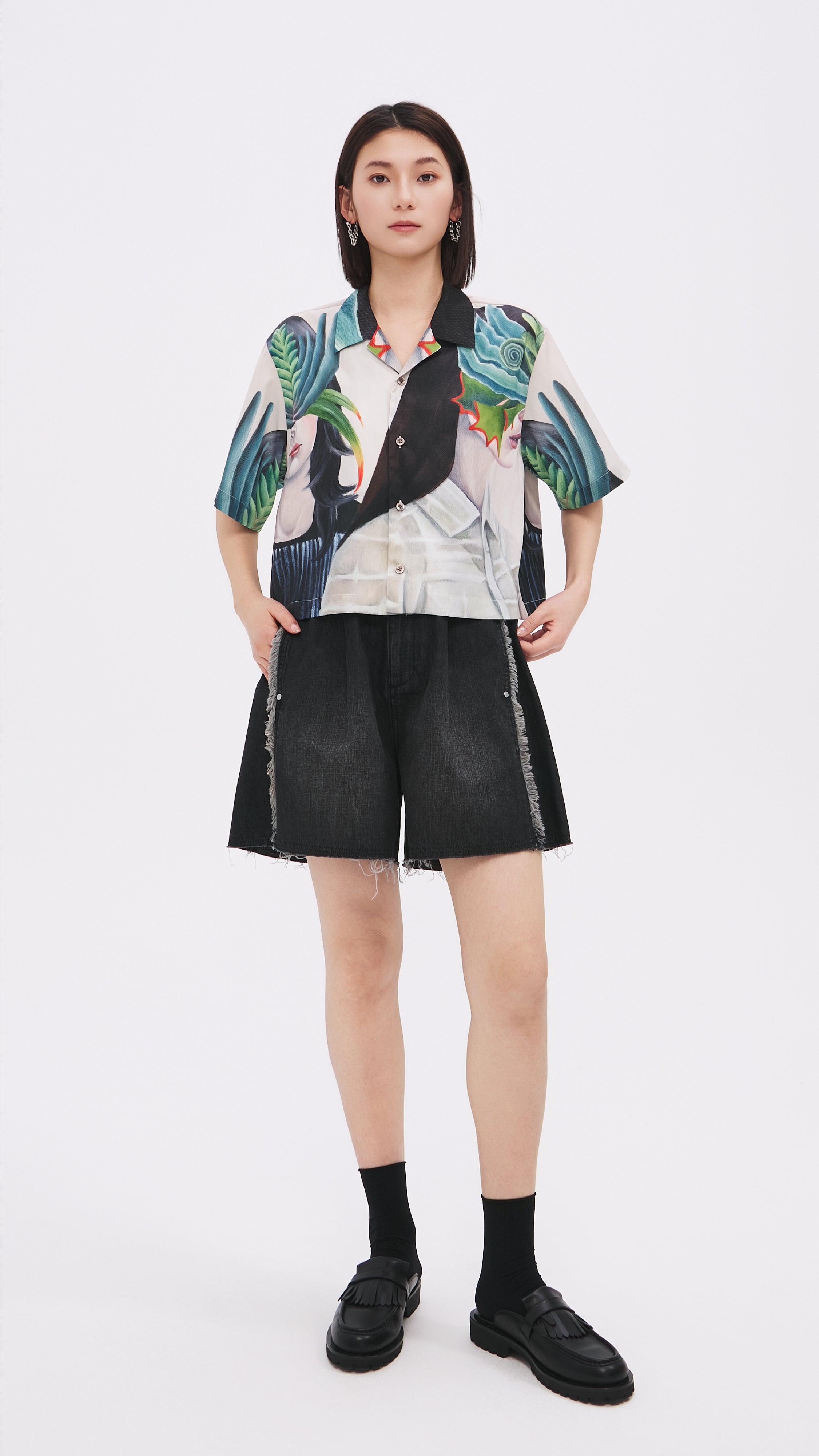 Mariko Enomoto Women's Printed Short Sleeve Shirt - Floral Summer Casual Tops for Beach, Vacation & Everyday Wear