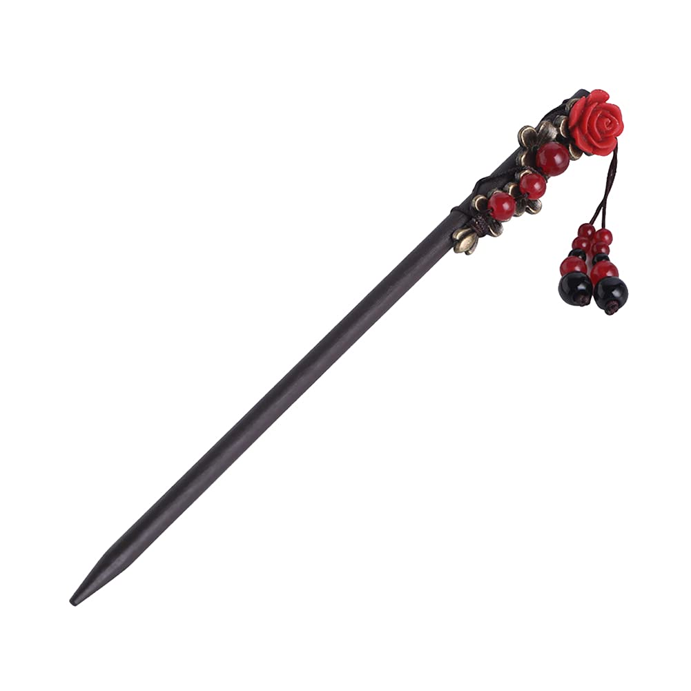 Vintage Rose Flower Hair Sticks - Elegant Hair Chopsticks & Chignon Pins for Women with Long Hair - Perfect for Weddings, Prom, and Formal Events