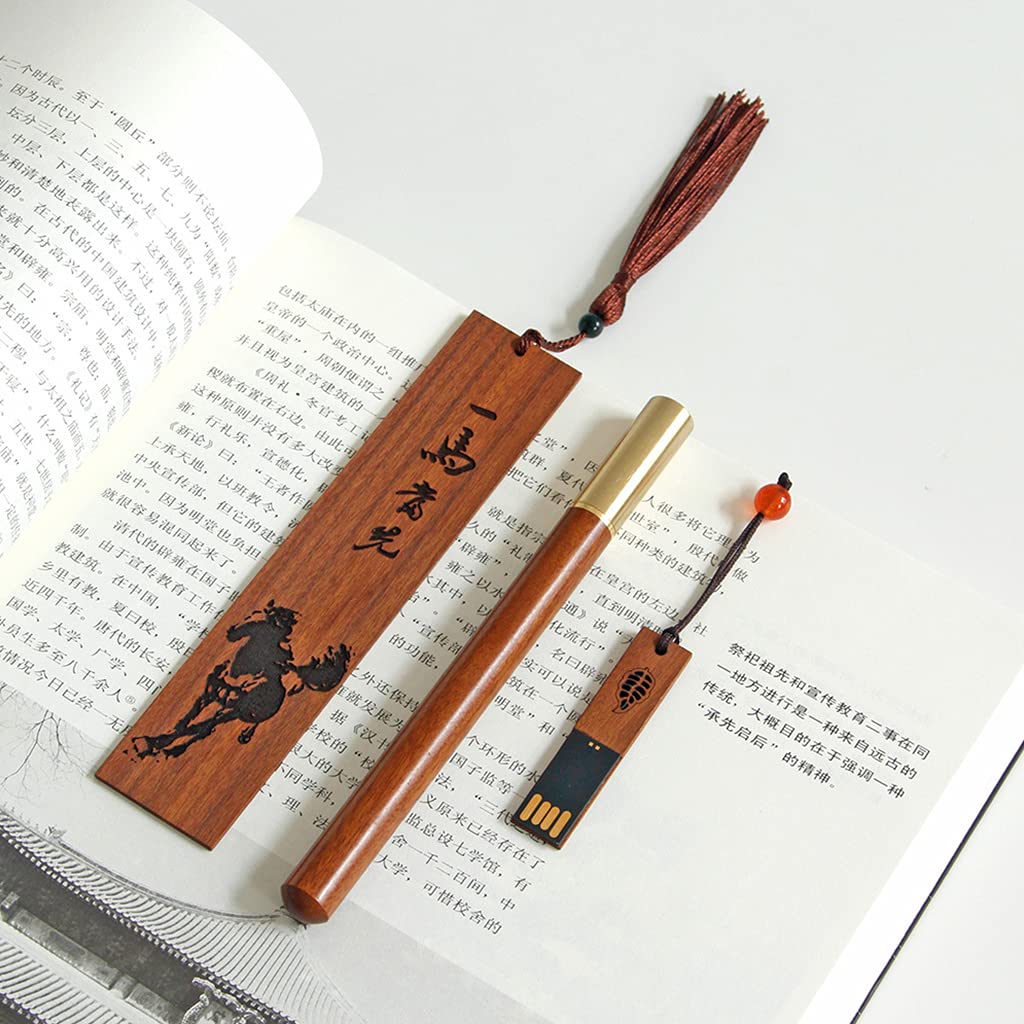 Premium Ebony Wood Pen & Bookmark Set - Vintage Business Writing Pen with Wooden Disk - Elegant Stationery Gift for Professionals, Writers & Students - Perfect for Office, Home & School Use