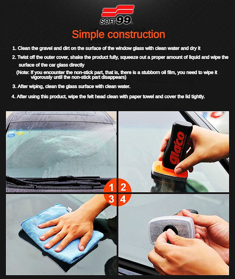 Glaco Windshield Cleaner & Oil Film Remover - Anti-Aging Coating Layer Treatment for Car Glass, Rear View Mirror Cleaner | Restores Clarity & Visibility | Ideal for Night Driving, Foggy Conditions & Winter Maintenance