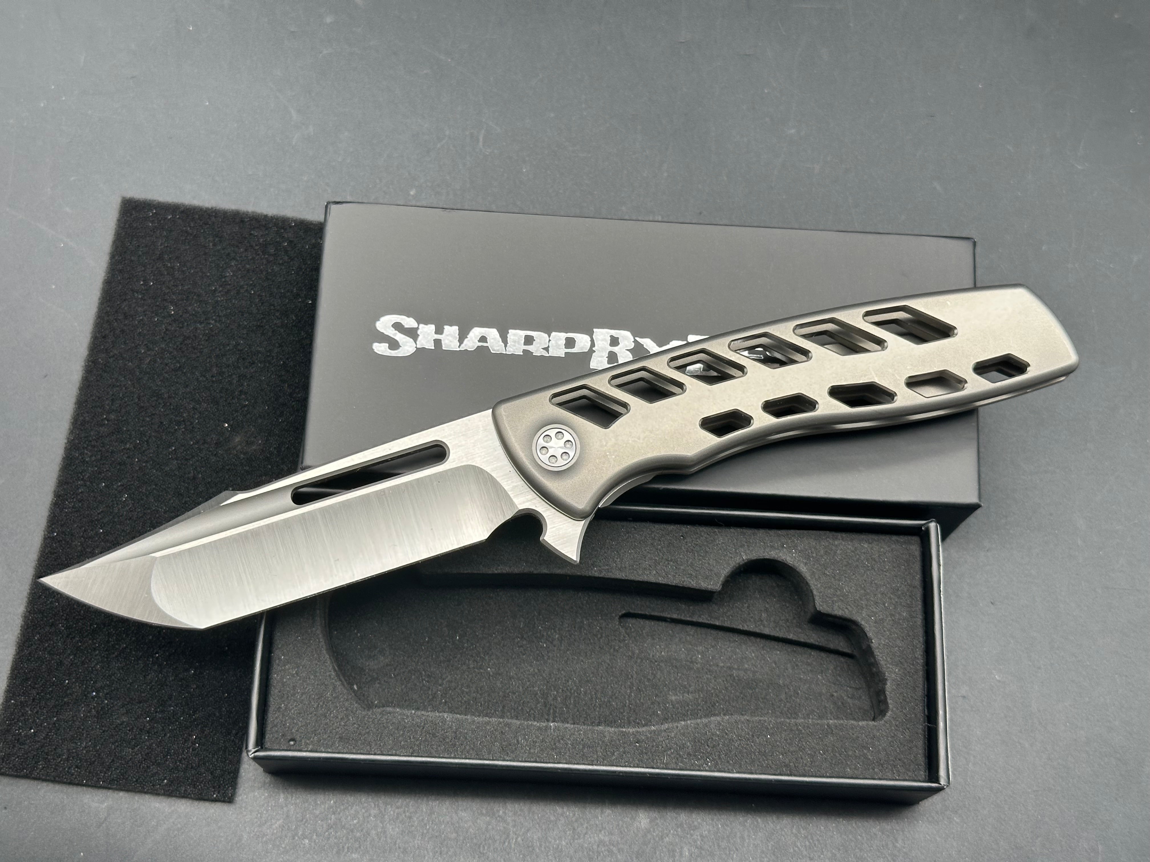 Sharp By Design Evo Typhoon Aspirated Titanium Knife - Premium EDC Folding Pocket Knife for Outdoor, Camping & Everyday Carry