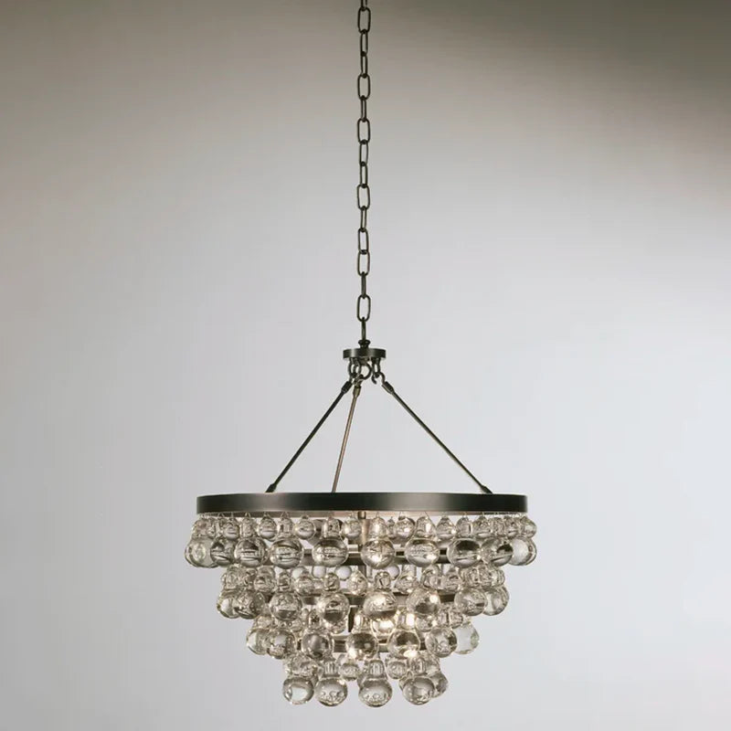 Abee Waterdrop Round Chandelier - 21 Inch Modern Crystal Ceiling Light Fixture for Dining Room, Bedroom & Living Room Decoration