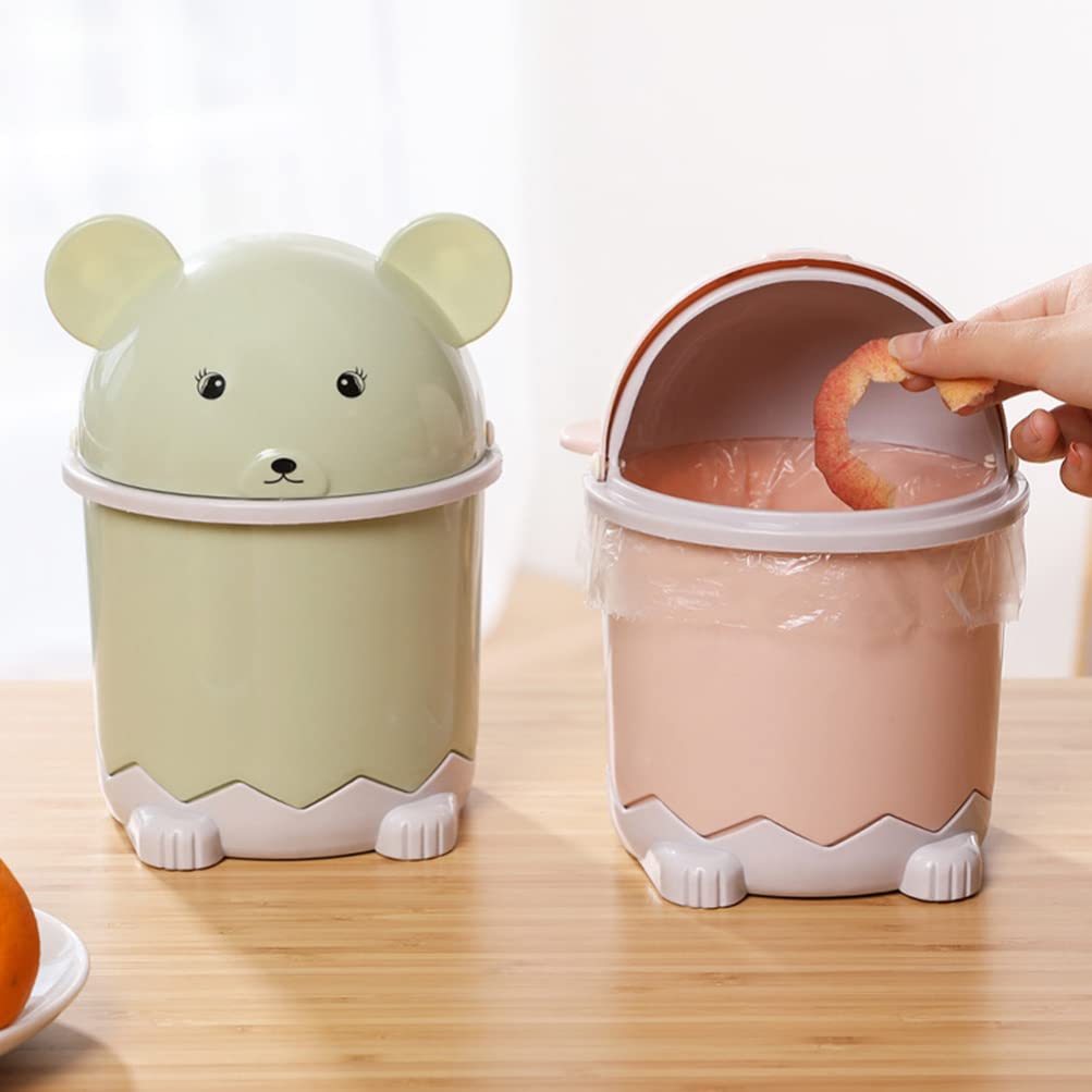Mini Trash Can with Lid - Small Covered Desktop Waste Basket, Cute Cartoon Garbage Bin for Office, Home & Car (Pink & Blue, 2-Pack) | Perfect for Desk Organization, Bathroom, Bedroom & Kids Room