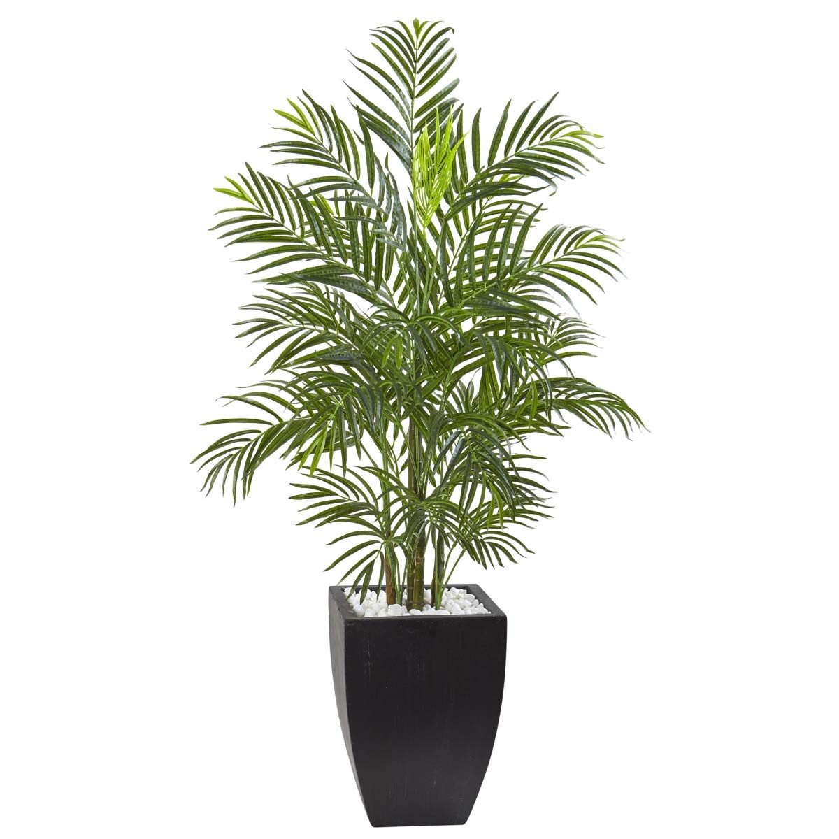 4.5 ft. Areca Palm Tree with Black Wash Planter - UV Resistant Indoor/Outdoor Artificial Plant for Home, Office, Patio & Garden Decor