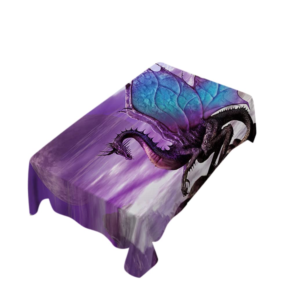 Dinosaur Tablecloth for Rectangle Tables - 60x90 Inch Purple Oil-Resistant Heavy Duty Table Cover for Dining, Weddings & Parties | Ancient Creature Theme Decor for Home & Events