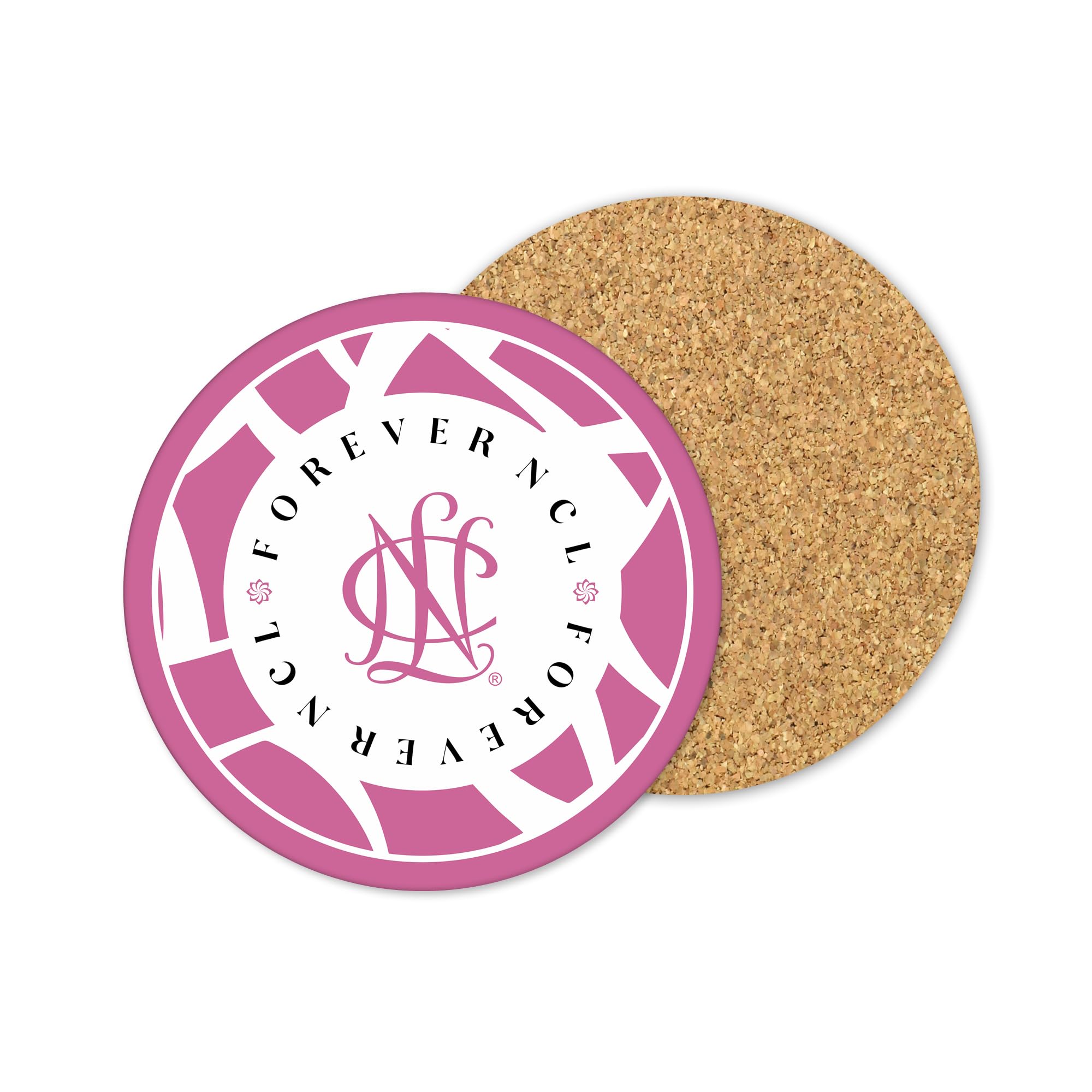National Charity League Cork-Backed Hardboard Drink Coasters - Set of 4 Round Beverage Protectors for Coffee Tables, Bars & Home Decor