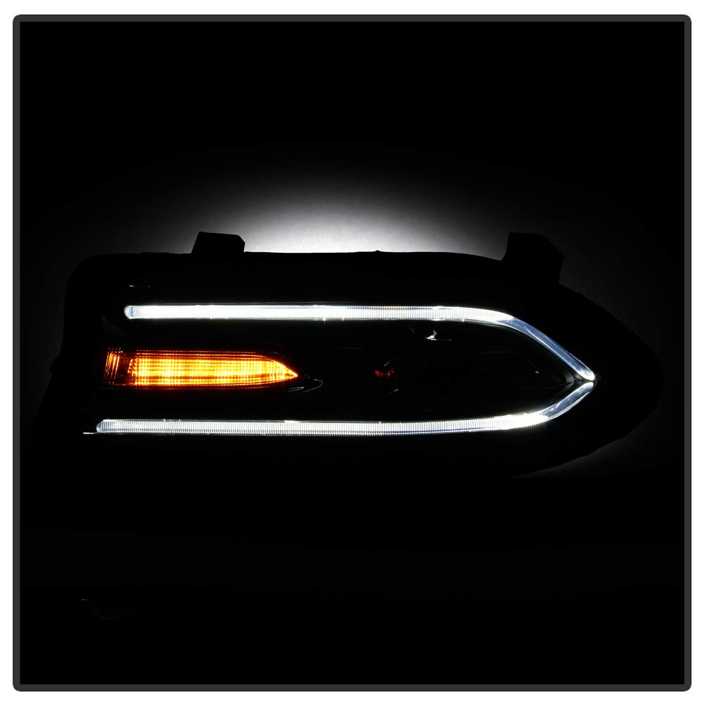 ACANII LED DRL Tube Projector Headlight for 2015-2022 Dodge Charger - Driver Side (Halogen Model, No Logo) | Upgrade Your Ride with Bright, Energy-Efficient Lighting for Night Driving & Enhanced Visibility