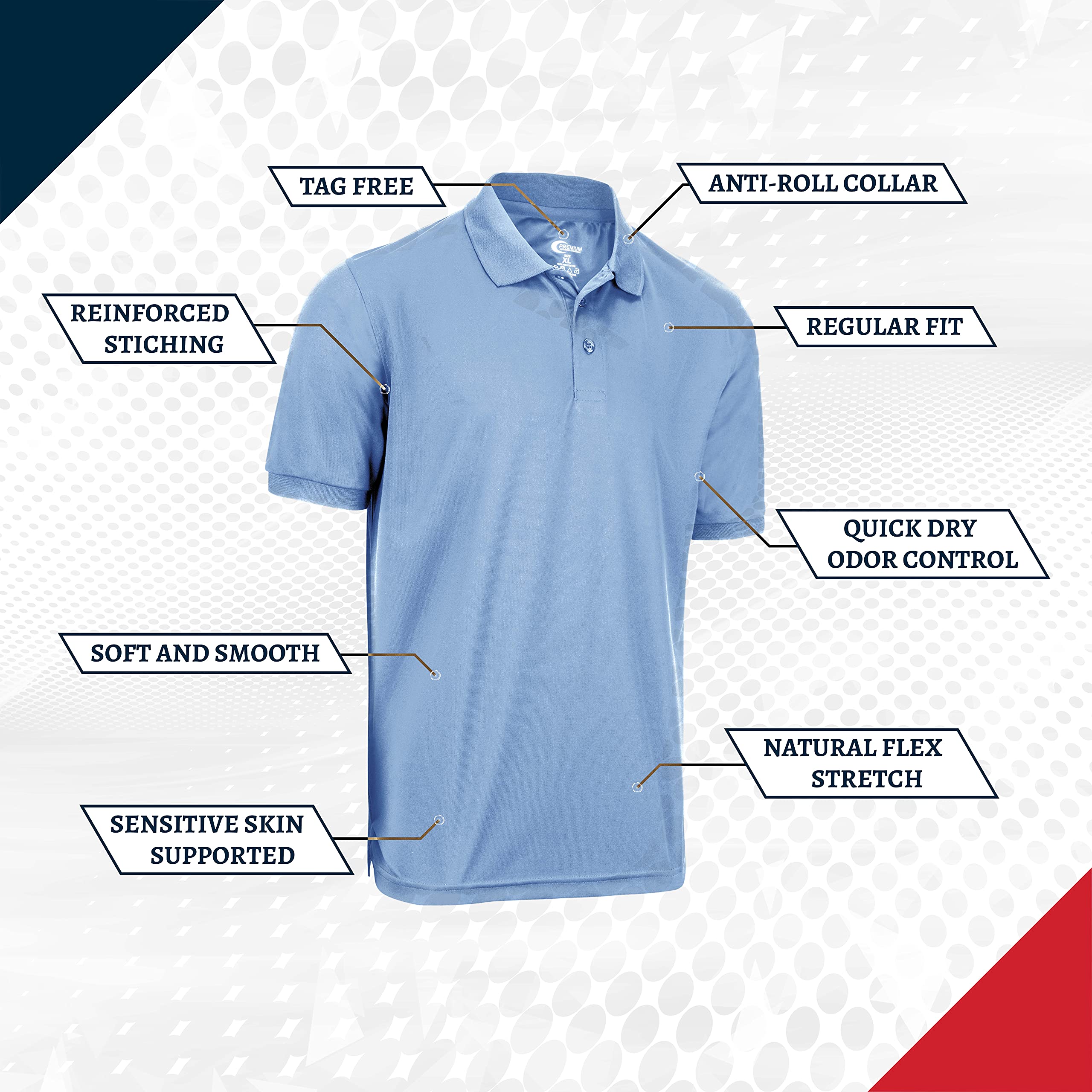 Premium Moisture-Wicking Men's Polo Shirt - Breathable Quick-Dry Performance Tee for Golf, Work & Outdoor Activities