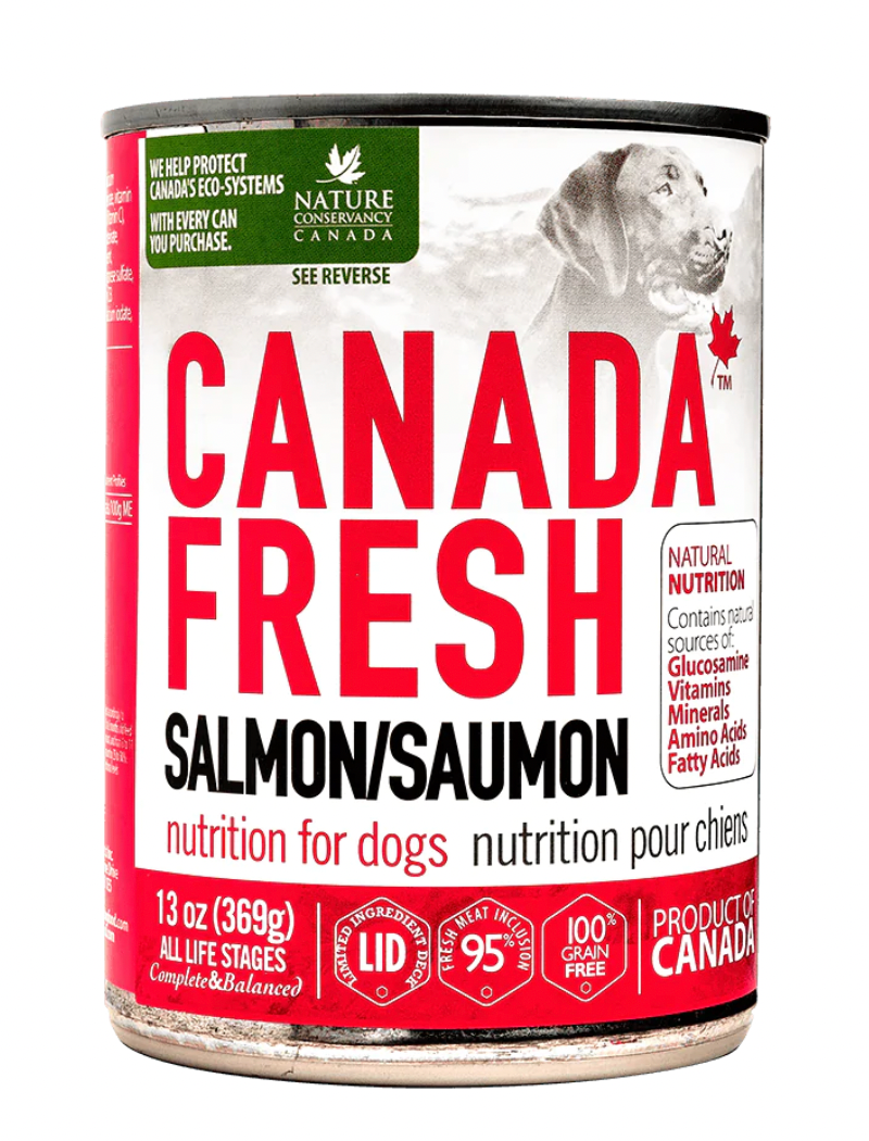 PetKind Canada Fresh Salmon Formula Canned Dog Food - Grain Free, Natural Ingredients for Adult Dogs (13oz/368g) - Perfect for Sensitive Stomachs & Healthy Skin Coat