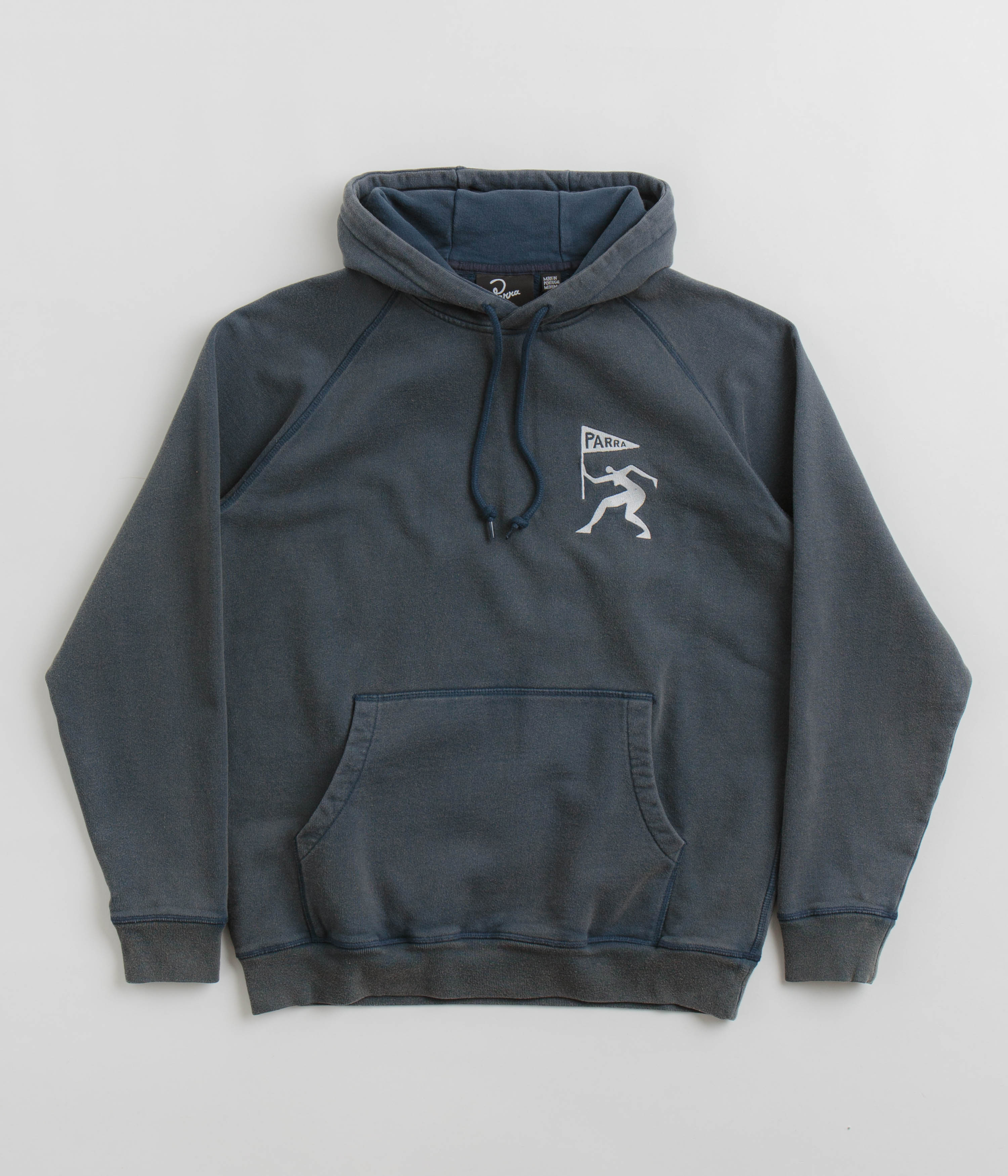 Parra Neurotic Mini Flag Hoodie - Washed Blue Unisex Pullover | Streetwear Fashion for Men & Women | Perfect for Casual Outfits & Urban Style