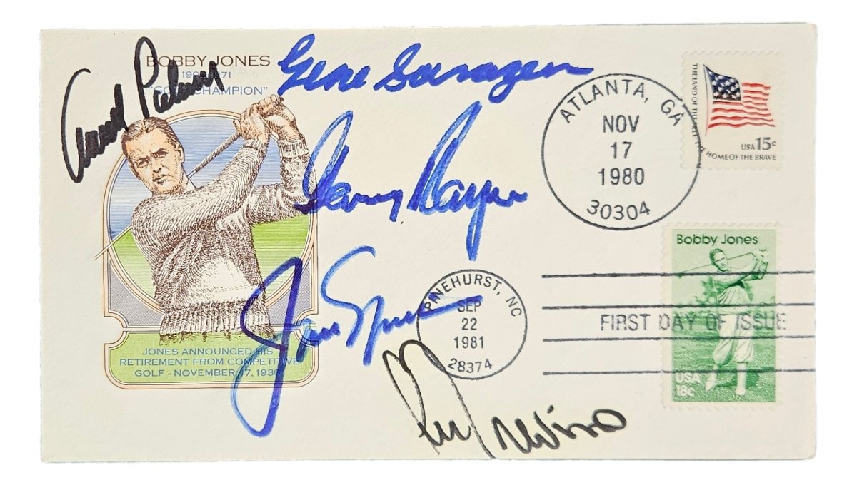 Vintage Golf Legends Signed First Day Cover - Arnold Palmer, Jack Nicklaus & More with BAS LOA | Collectible Sports Memorabilia for Golf Fans & Enthusiasts | Perfect for Display in Home, Office or Man Cave