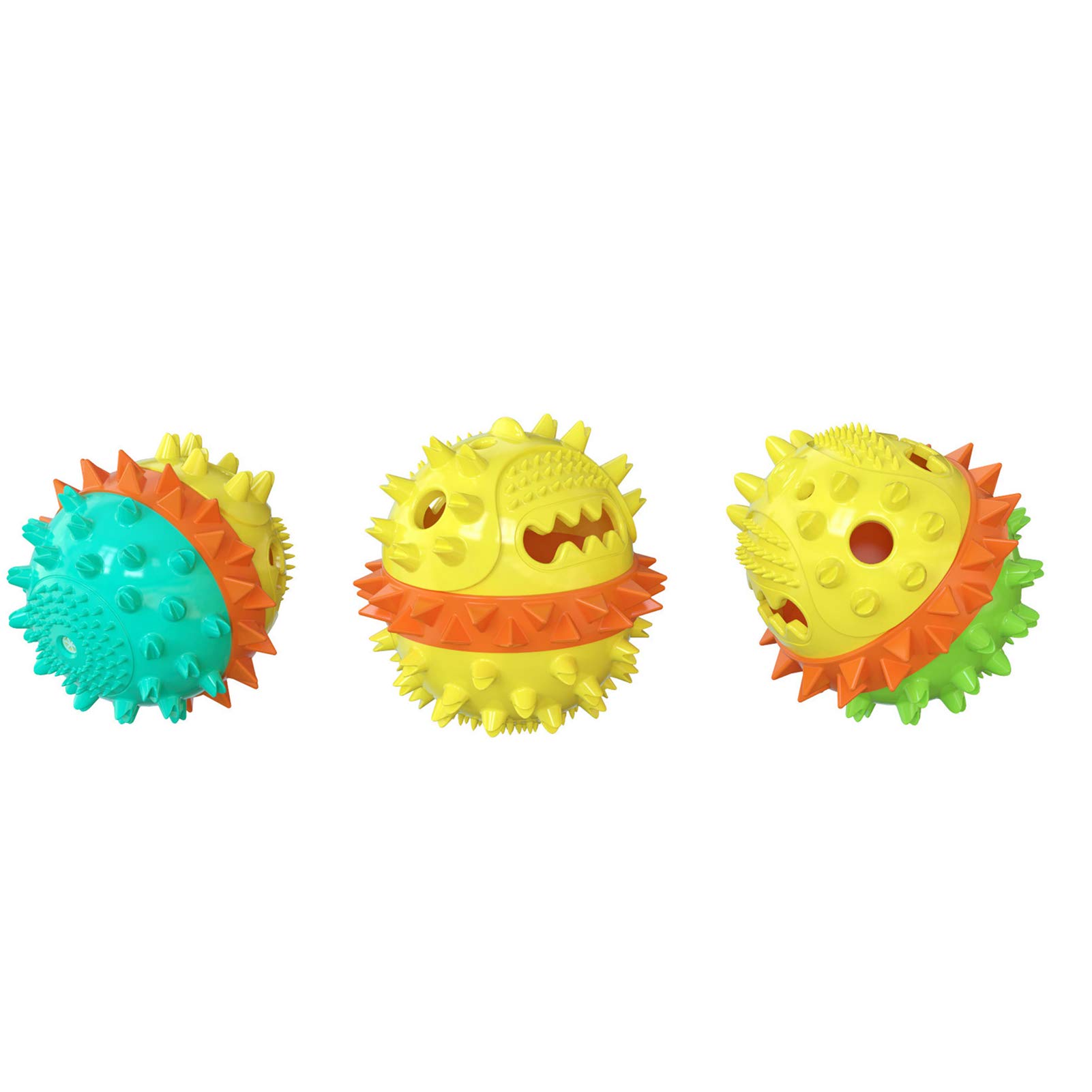 Durable Dog Chew Toys for Puppies - Squeaky Ball with Food Container & Teeth Cleaning - Interactive Training Toy for Small & Large Dogs (Yellow & Blue) - Perfect for Playtime, Teething Relief & Dental Health