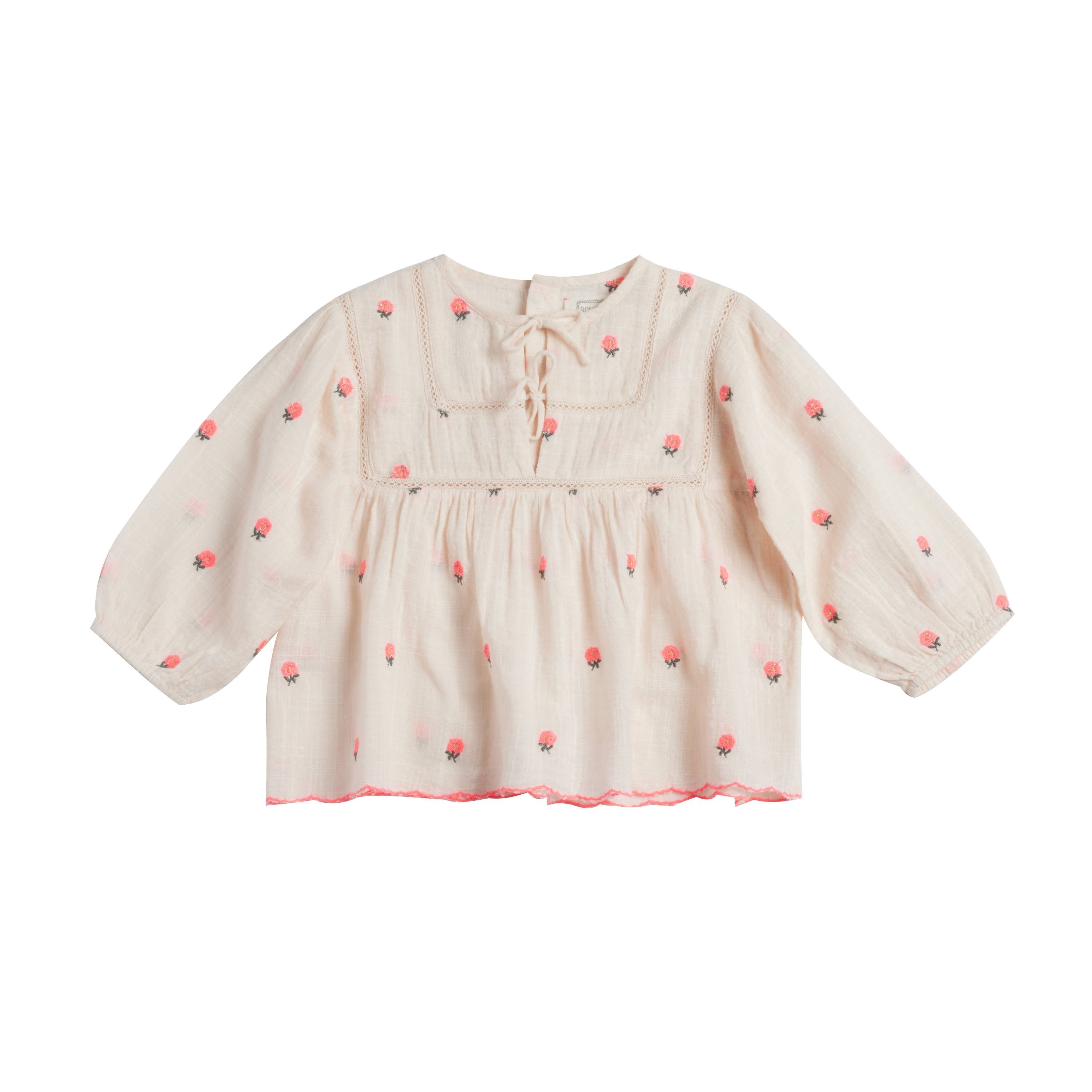Bonheur du Jour Paris Carolyn Girl Blouse Rose Petal - Elegant French Floral Blouse for Women | Perfect for Office Wear, Date Nights & Special Occasions