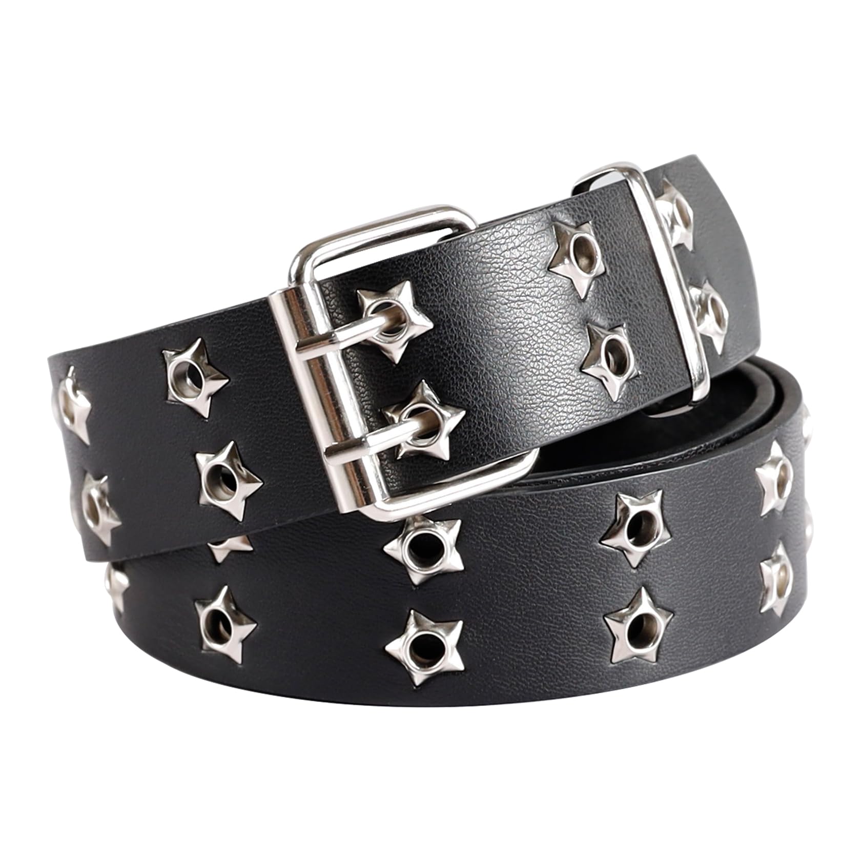 Eigso Punk Belts with O-Rings & Chains - Gothic Rock Steampunk Style Adjustable Garter Straps for Women & Men (PU Leather) - Perfect for Cosplay, Halloween, Rock Concerts & Alternative Fashion