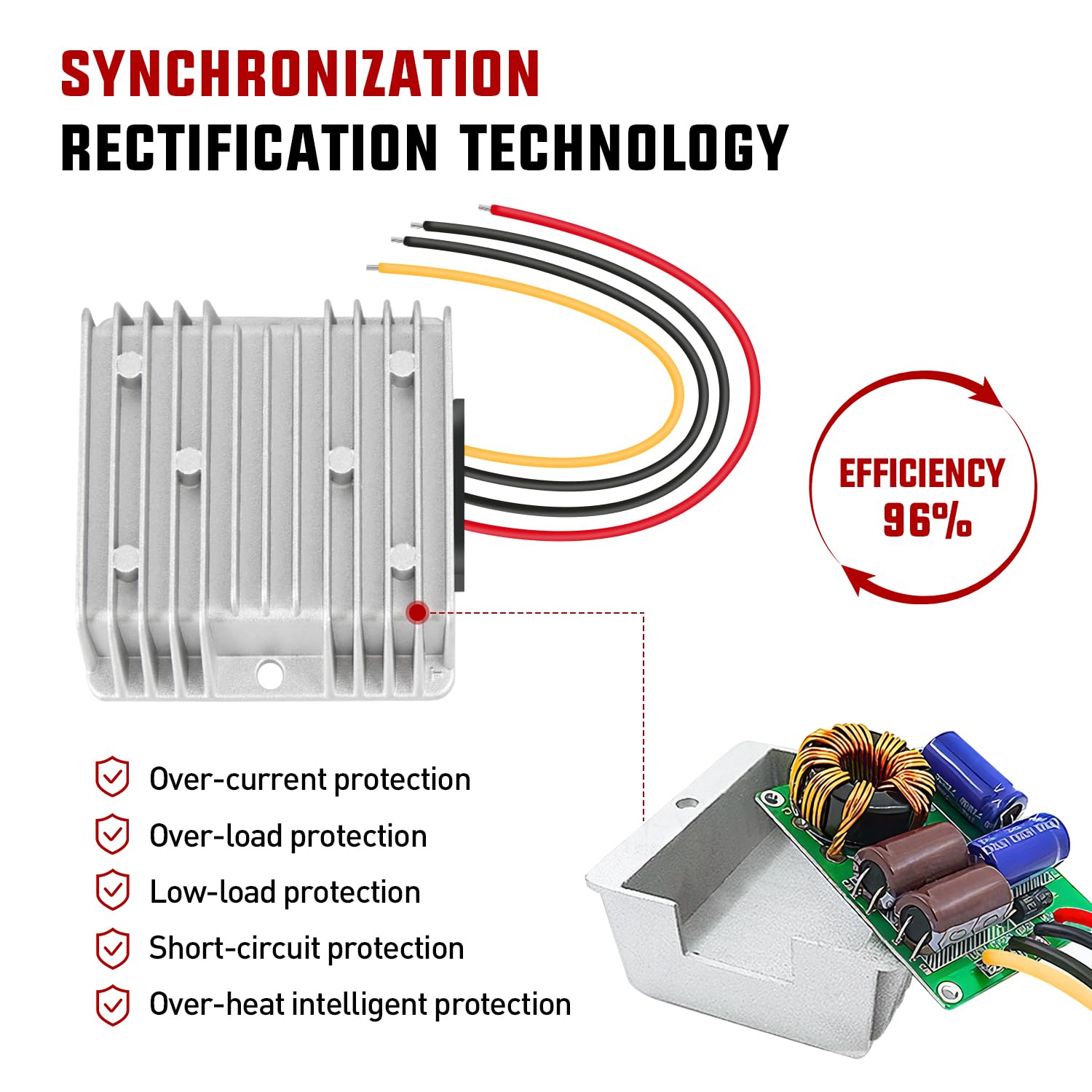 24V to 12V 20A 240W DC Voltage Converter Step Down Regulator - Power Supply for Car, Truck, RV, Boat & Solar Systems