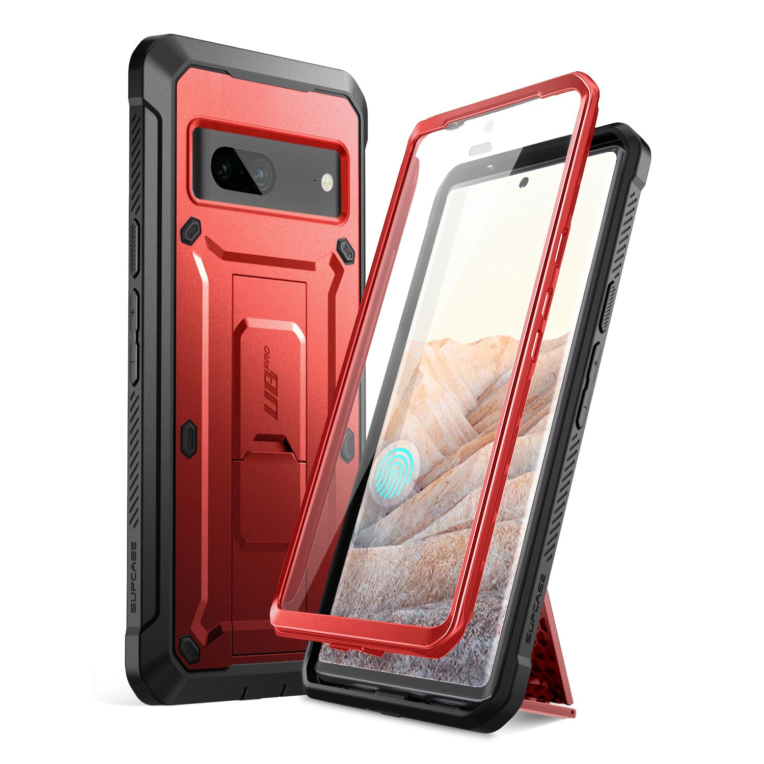 Google Pixel 7 Unicorn Beetle PRO Rugged Holster Case - Shockproof & Drop Protection - Open Box Metallic Red - Perfect for Outdoor, Construction & Extreme Sports