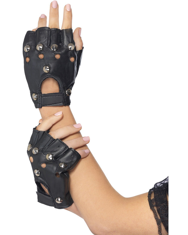 Vintage 80s Black Punk Gloves - Retro Fingerless Gloves for Men & Women - Perfect for Concerts, Halloween Costumes & Gothic Fashion