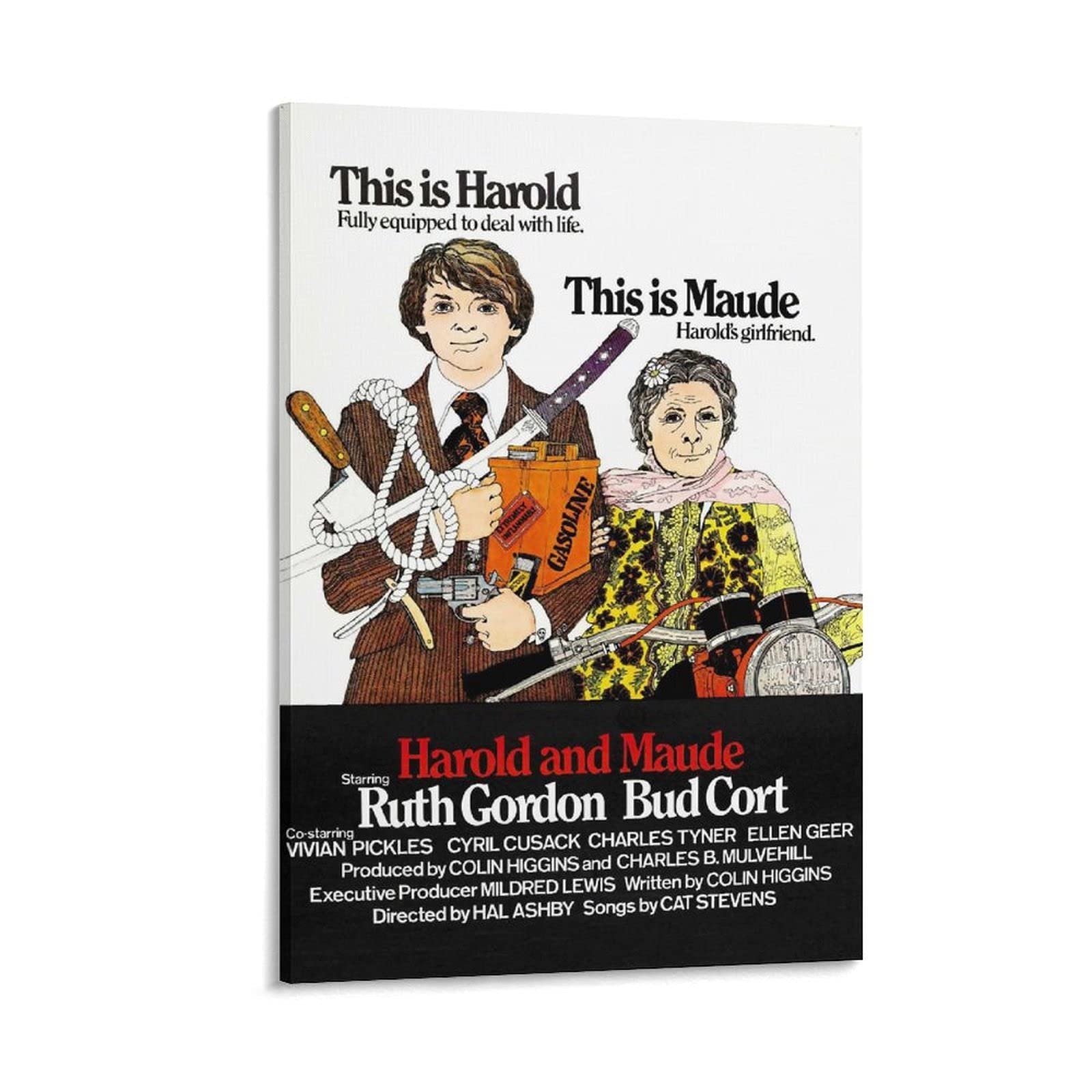 Harold and Maude 70s Vintage Movie Poster - Retro Canvas Wall Art Print (24x36 inch/60x90cm) Framed/Unframed - Perfect for Home Theater Decor, Movie Lover Gifts & Vintage Aesthetic Room Design