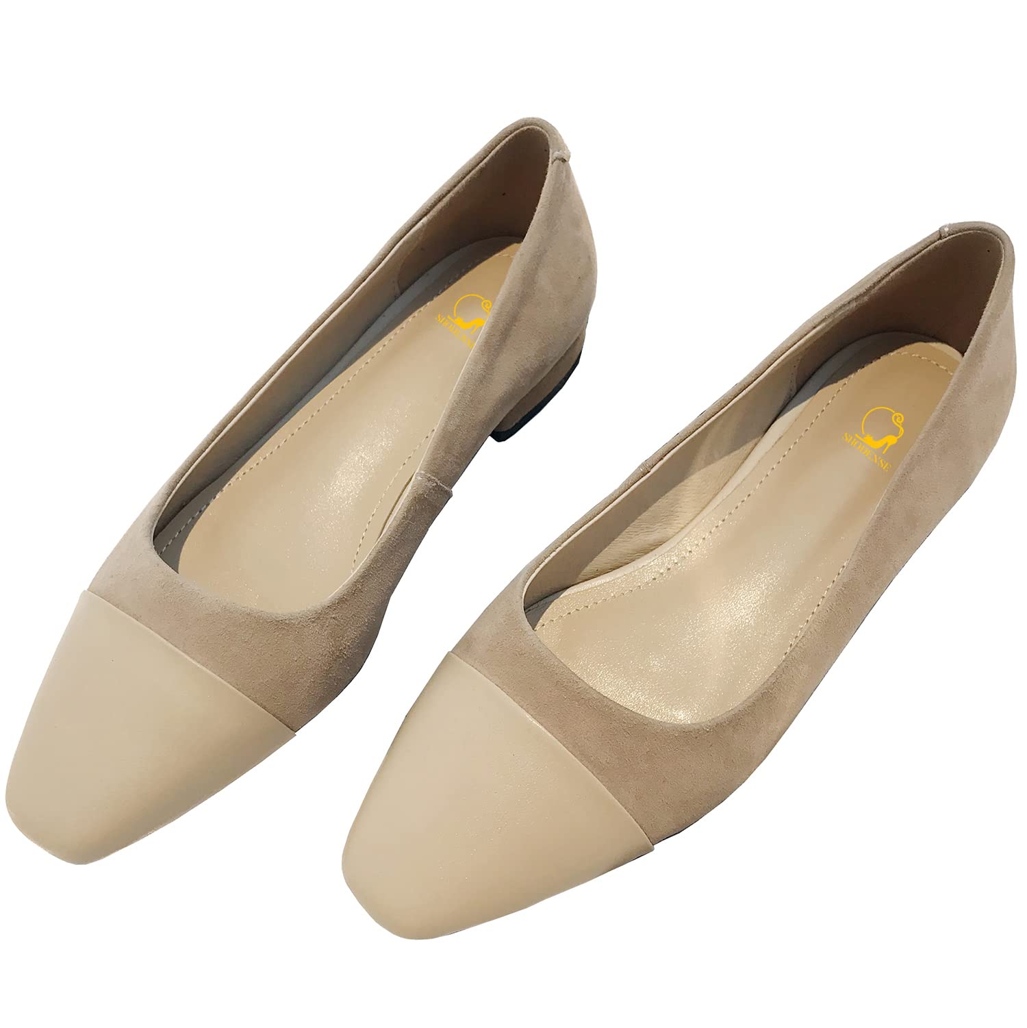 SHODENSE Women's Cap Toe Ballet Flats - Suede Slip-On Square Toe Dress Shoes for Office & Casual Wear | Comfortable Two-Tone Flat Heel Shoes for Women & Girls (US 4-11 M) | Perfect for Work, Daily Wear, Fall Fashion & Night Out