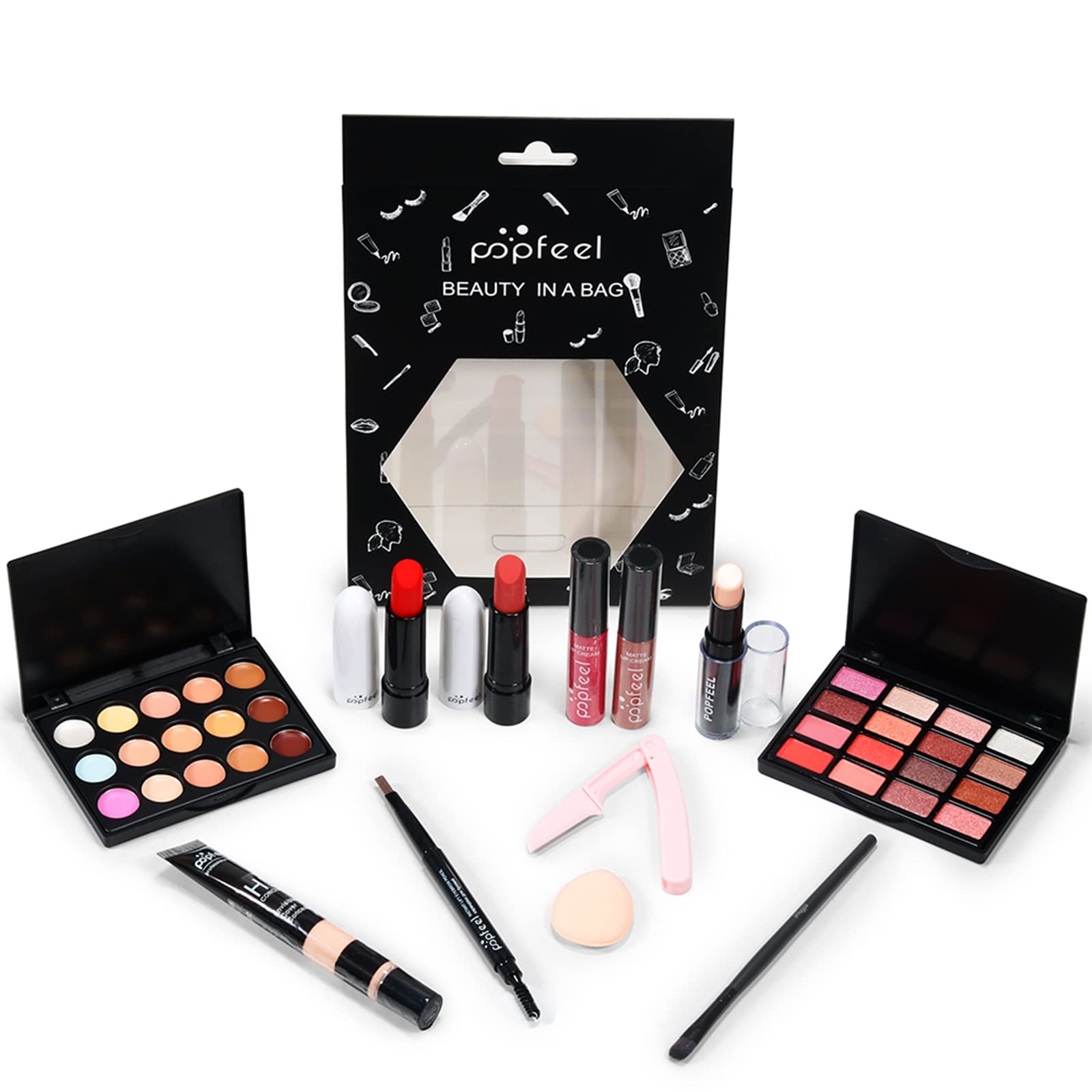 Joyeee All-in-One Makeup Kit for Women - Complete Cosmetic Set with Eyeshadow, Lipstick, Lip Gloss, Concealer & Eyebrow Pencil | Perfect Makeup Gift Set for Beginners & Essential Starter Bundle | Great for Everyday Use, Special Occasions & Travel