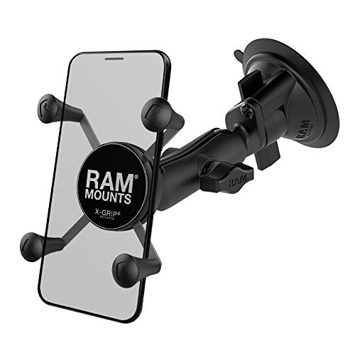 RAM Mounts X-Grip Phone Mount with Twist-Lock Suction Cup & Medium Arm - Secure Windshield Mount for Smartphones in Cars, Trucks & RVs