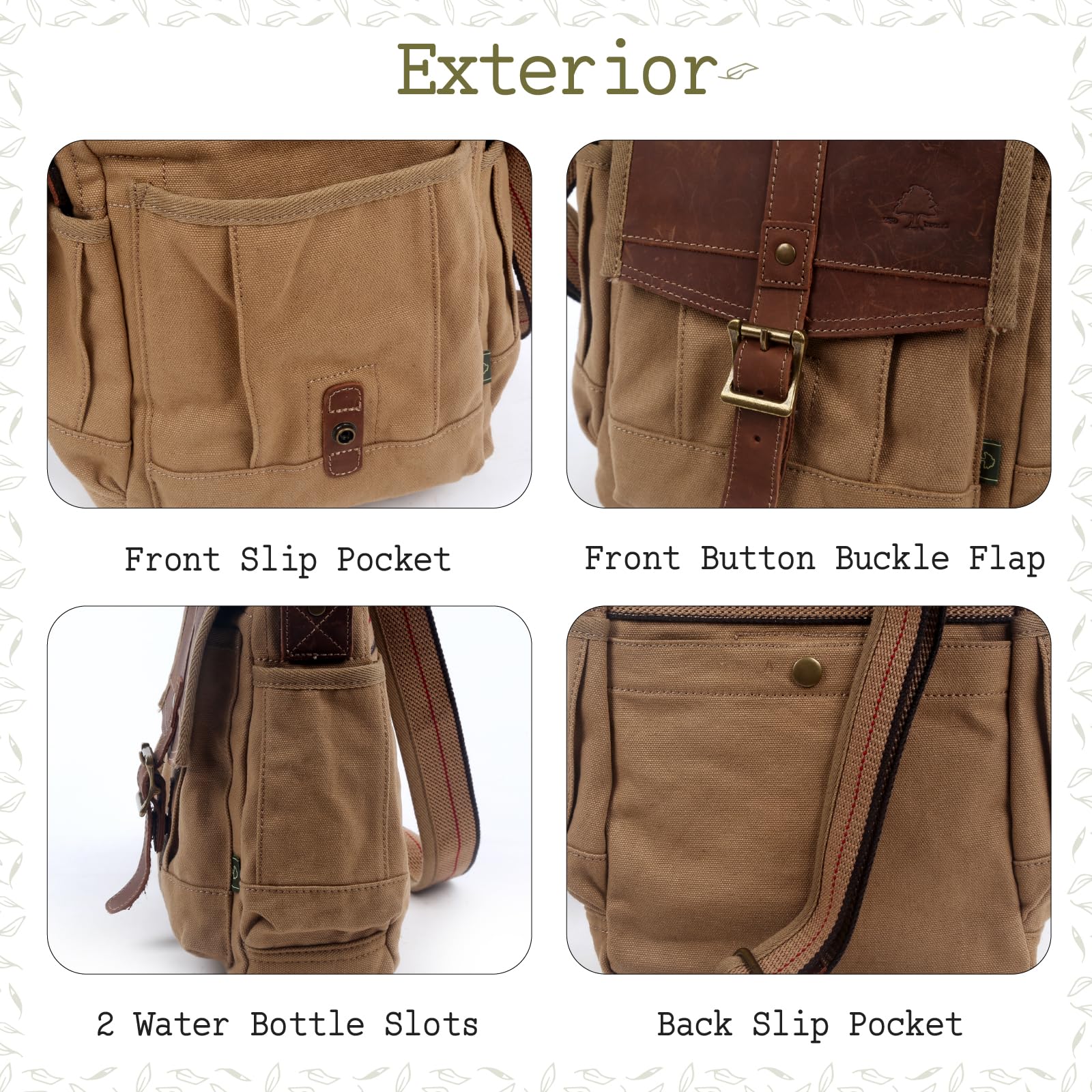 TSD Brand Turtle Ridge Canvas Crossbody Bag - Lightweight Durable Shoulder Purse for Women & Men - Perfect for Travel, Shopping & Daily Use