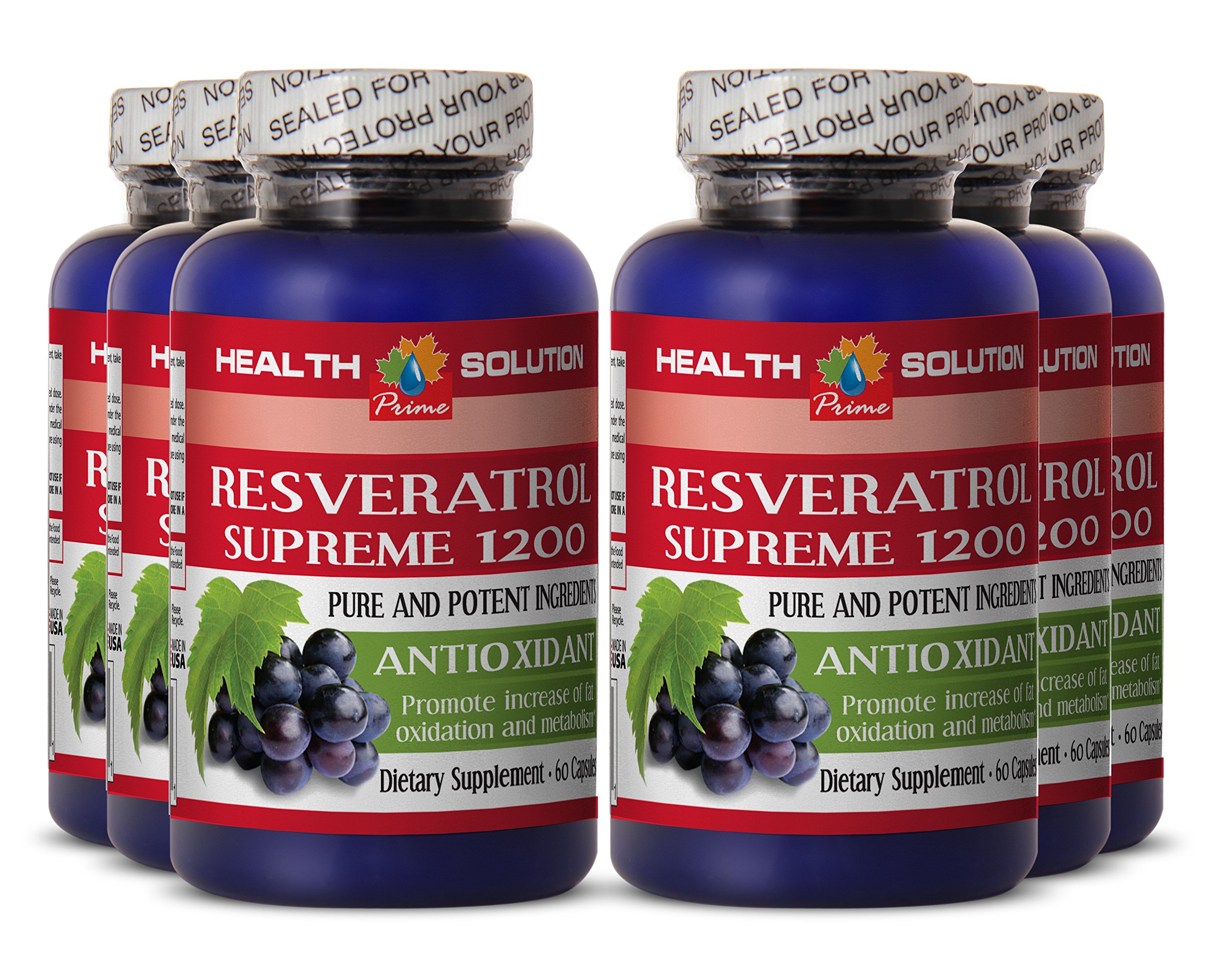 Resveratrol 1200mg with Moringa Extract - Anti-Aging Supplement for Skin Health & Longevity (6 Bottles) - Supports Cellular Repair & Youthful Glow for Men and Women