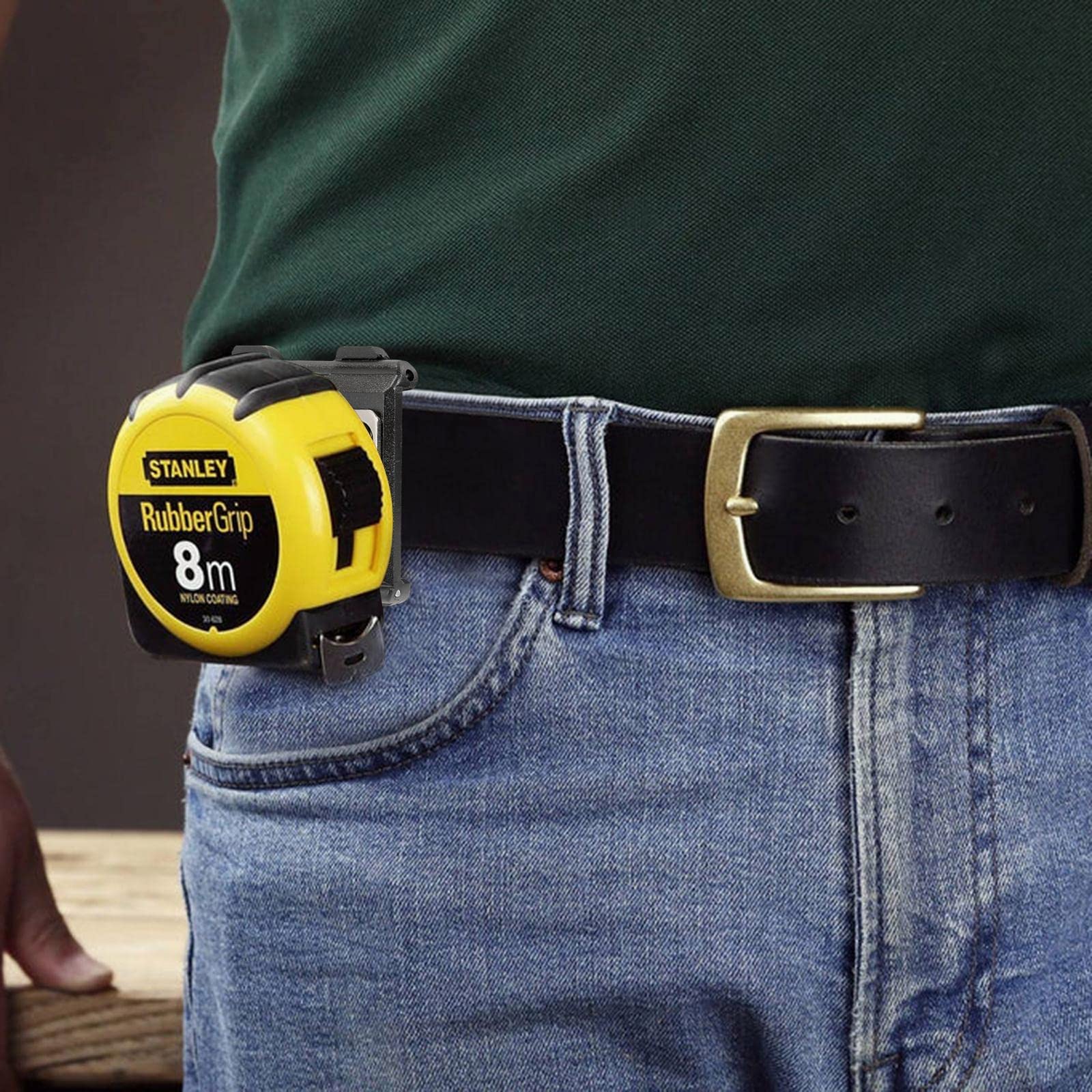 Heavy Duty Tape Measure Holder with Belt Clip - Durable Measuring Tool Holster for Carpenters & Contractors - Secure Tape Measure Pouch (Pack of 1) - Perfect for Construction Sites, DIY Projects & Home Renovations