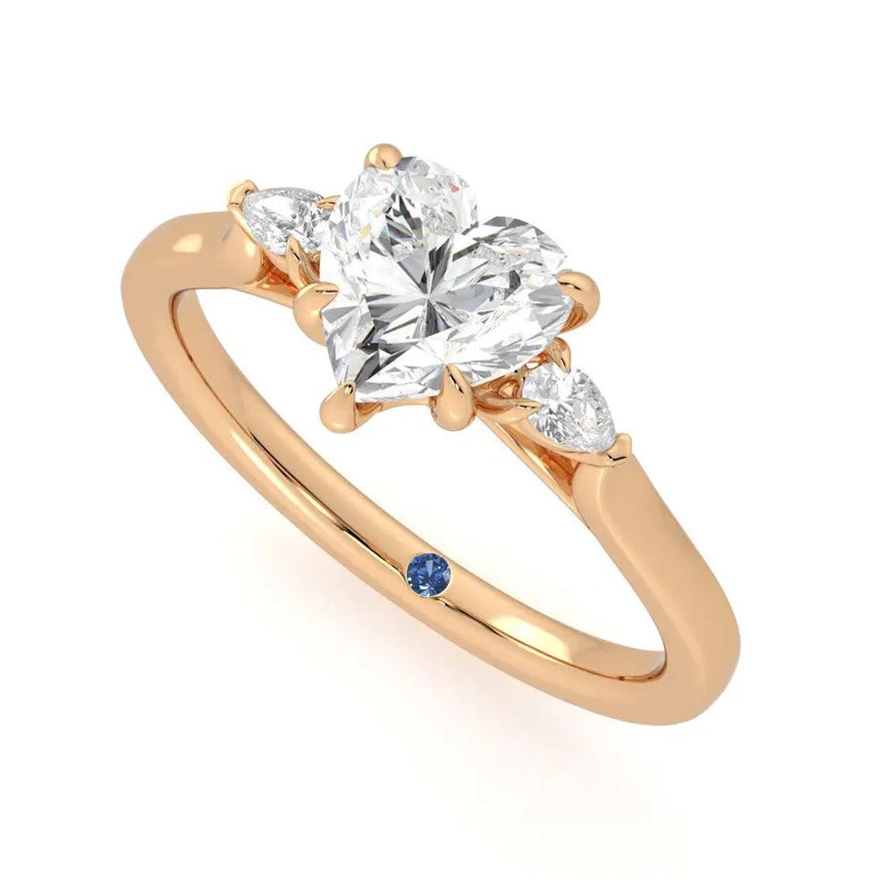 Exquisite Heart-Shaped Three Stone Moissanite Engagement Ring with Hidden Anniversary Accent - Perfect for Proposals, Anniversaries & Romantic Occasions