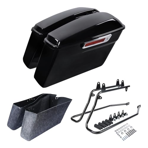 Vivid Black Chrome Saddlebag + Brackets