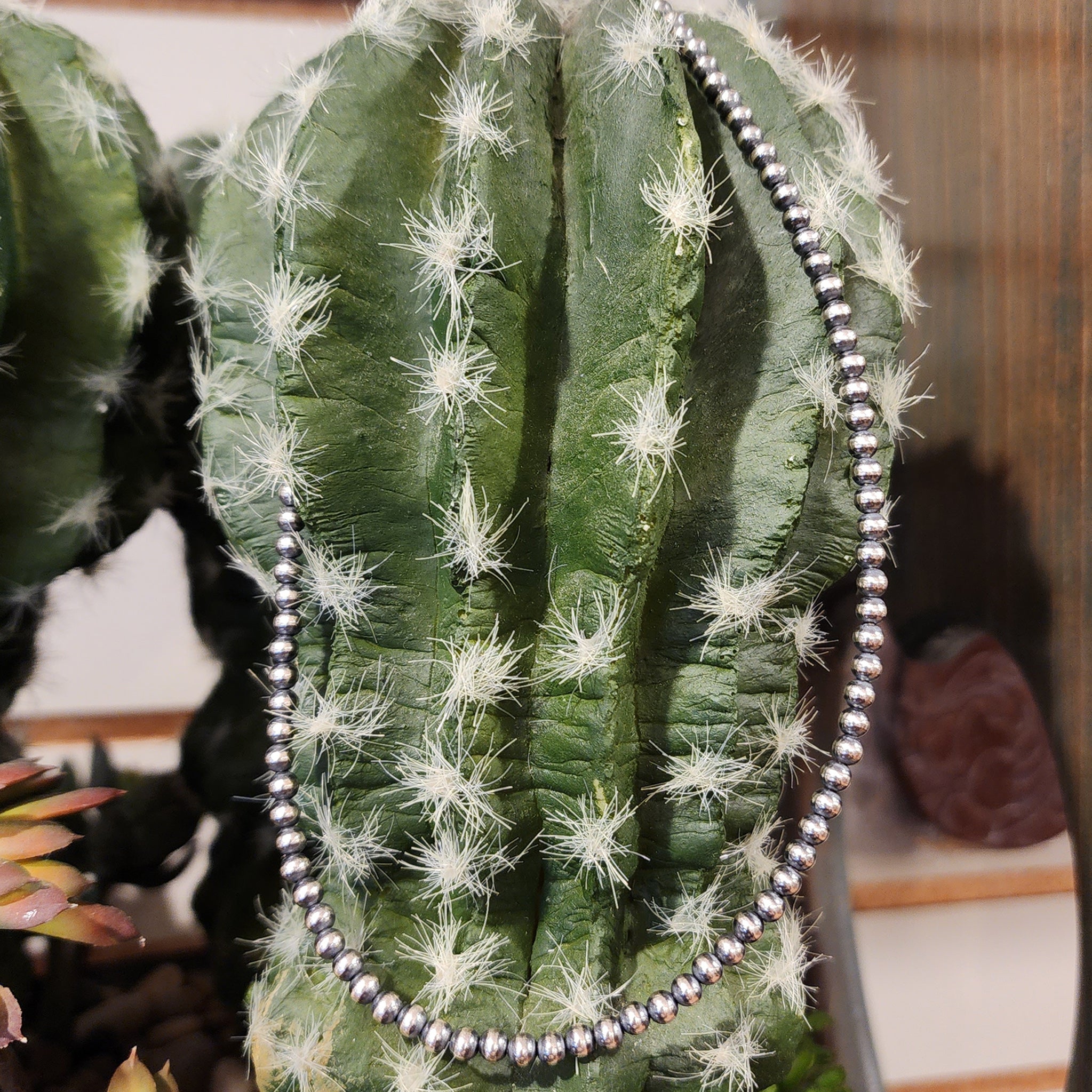 4MM Navajo Pearls Sterling Silver Beaded Necklace - Authentic Native American Jewelry for Women, Gift for Her | Perfect for Boho, Western & Everyday Wear