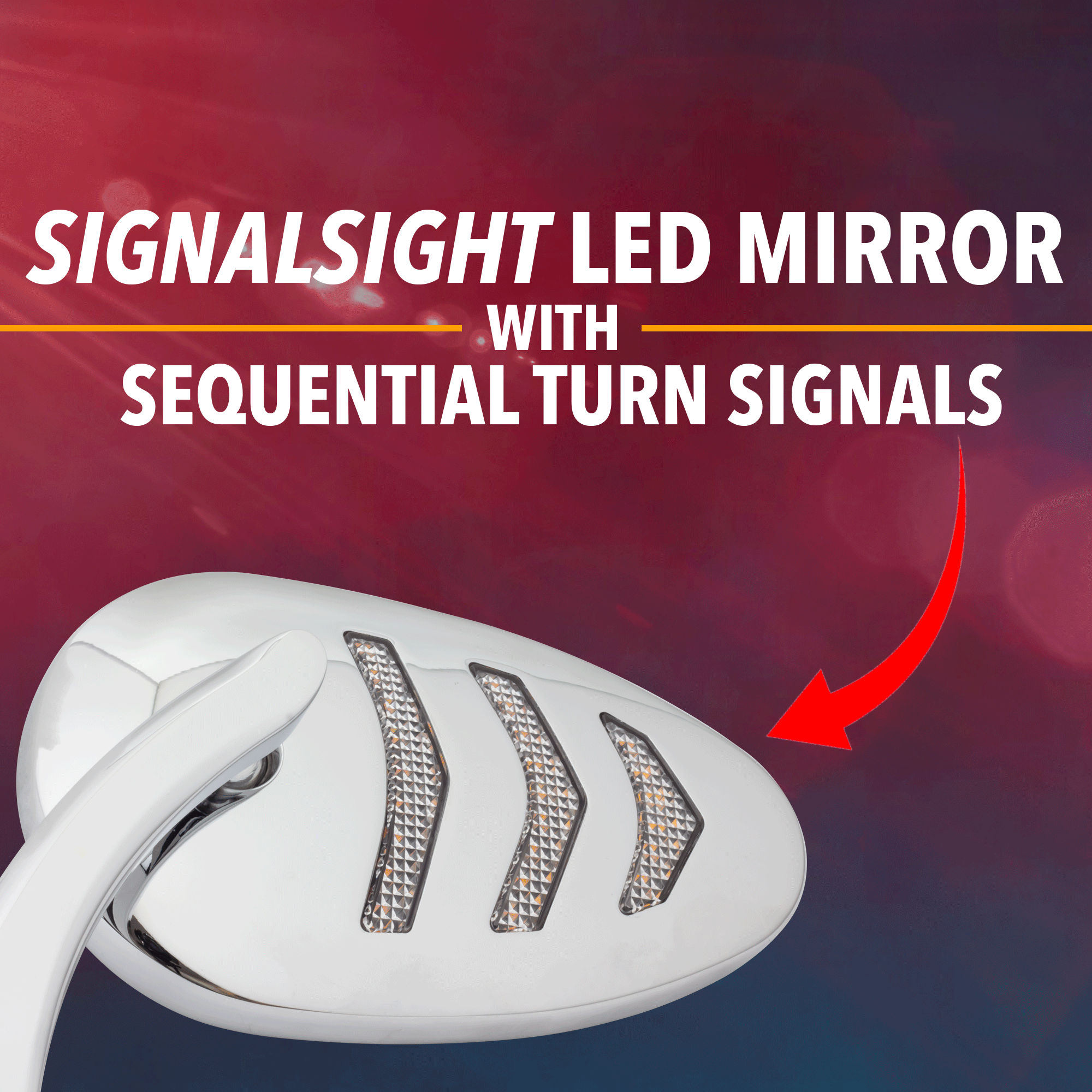 Eagle Lights SIGNALSIGHT LED Mirror with Sequential Turn Signals for Harley Davidson Softail, Dyna & Touring Models - Pair | High-Visibility Safety Upgrade for Night Riding & Group Cruising