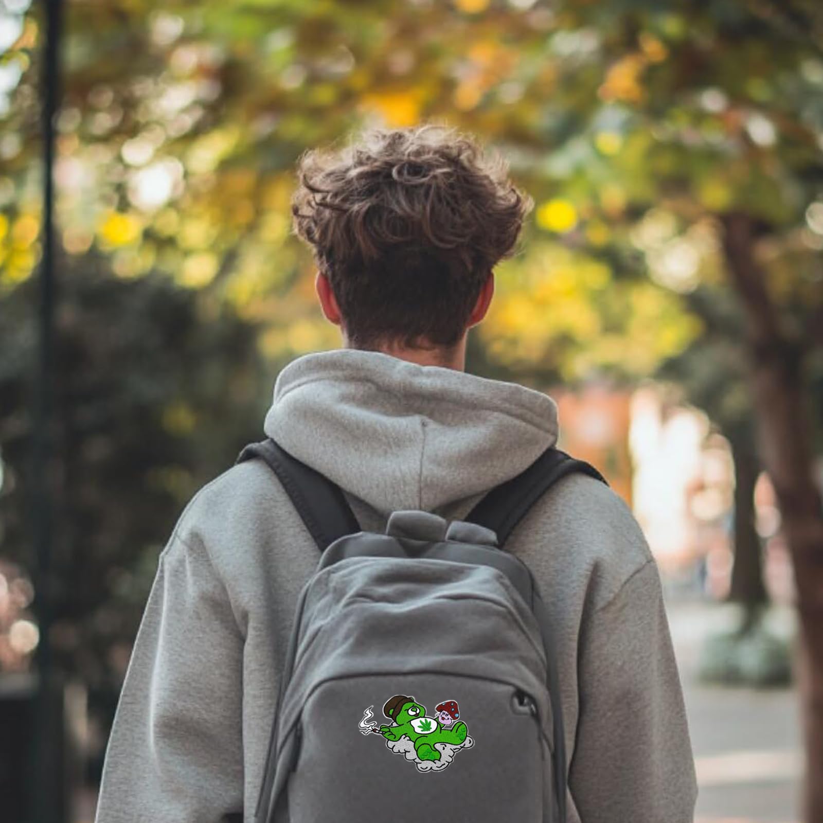 3.5'' Funny Meme Bear Smoking Cannabis Leaf Embroidered Iron On Patch - Perfect for DIY Jackets, Backpacks & Denim Customization