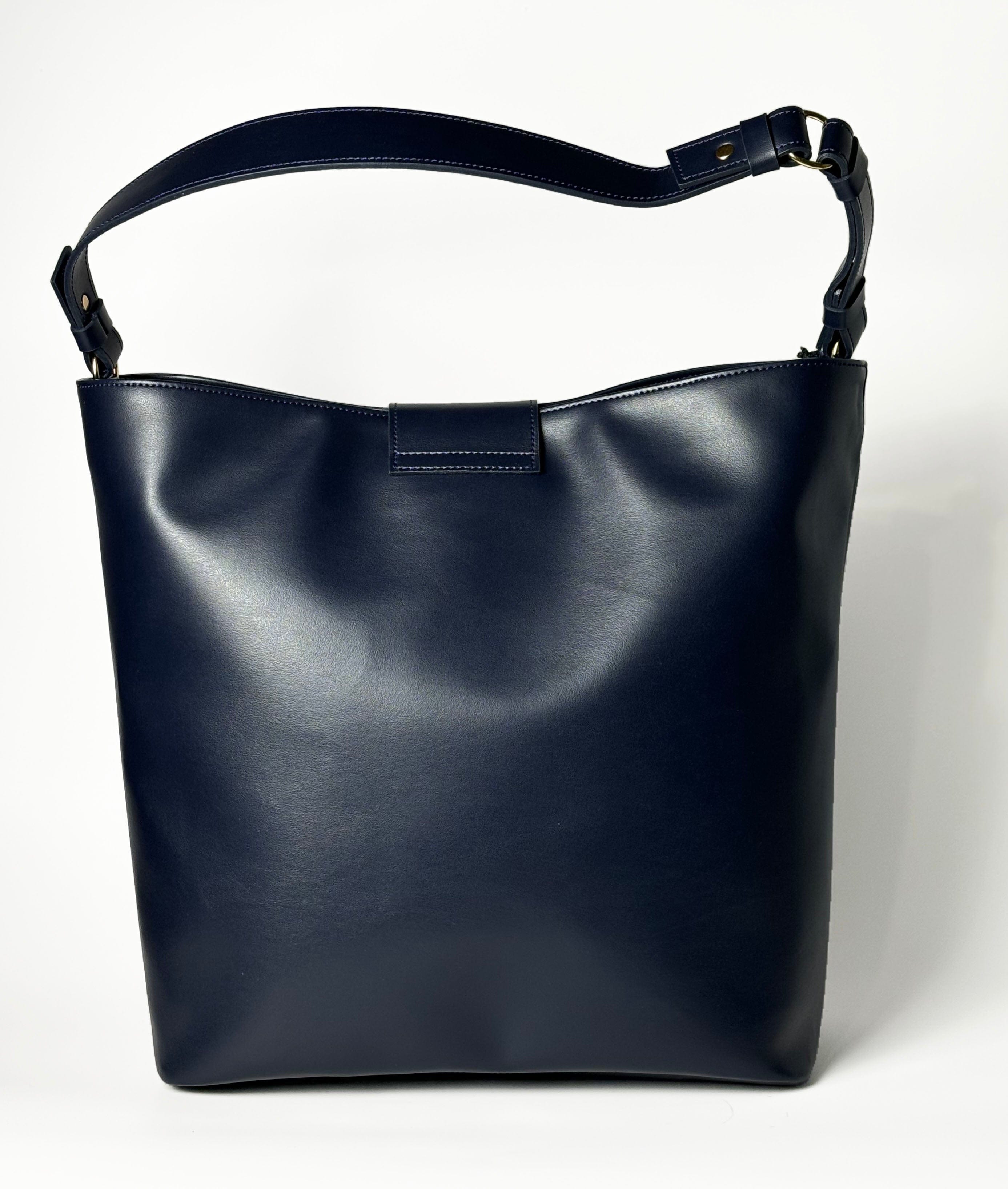 Stella Genuine Apple Leather Tote Bag for Women - Premium Navy Blue Handbag | Perfect for Work, Travel & Everyday Use