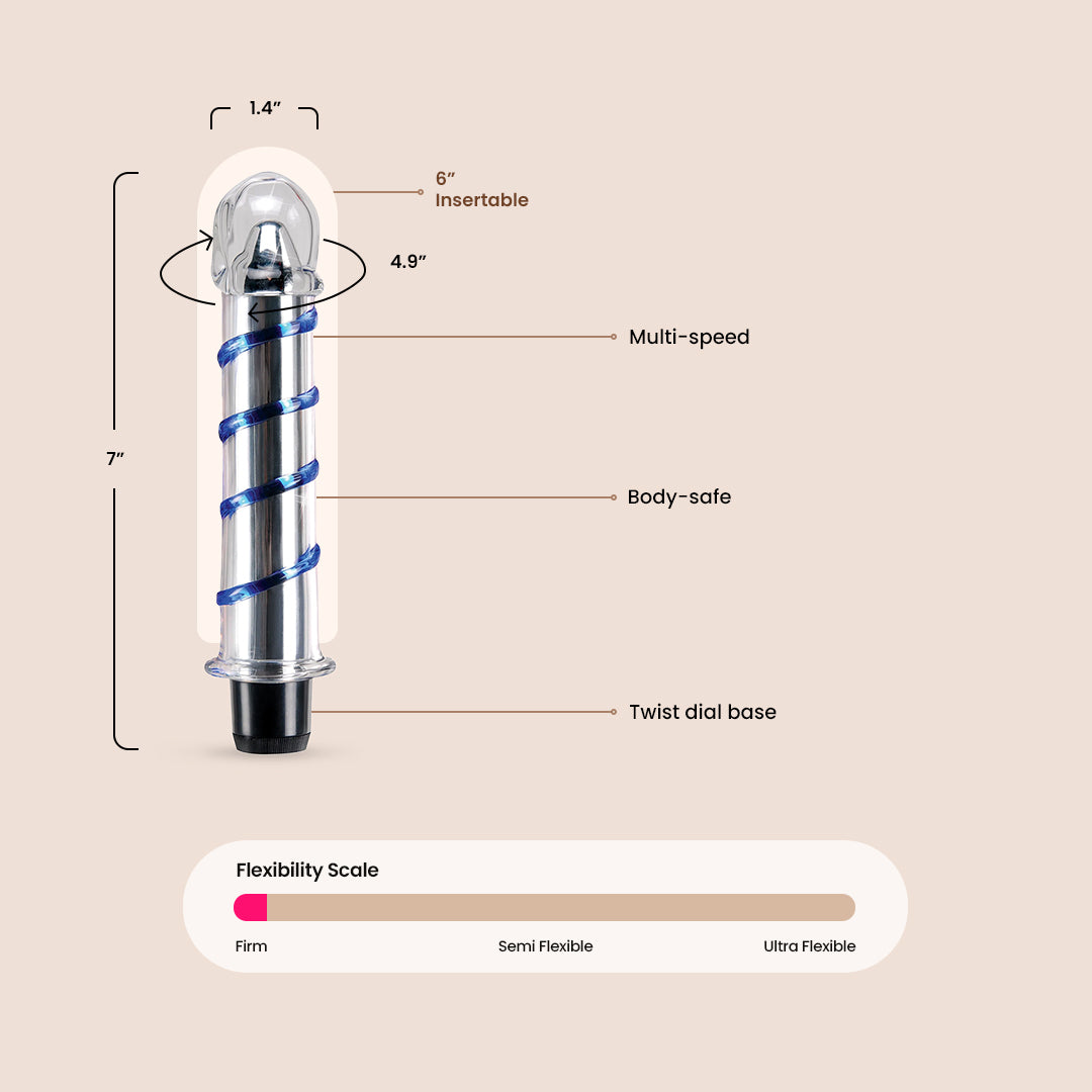 Icicles No. 20 Vibrating Glass Dildo - Sensual Adult Toy for Couples & Solo Play, Smooth Surface for Ultimate Pleasure | Perfect for Romantic Nights & Personal Exploration