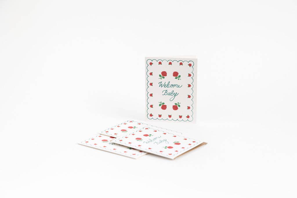Rose Baby Card - Handmade Floral Greeting Card for Birthdays, Baby Showers & Special Occasions | Perfect Gift for New Parents & Celebrations