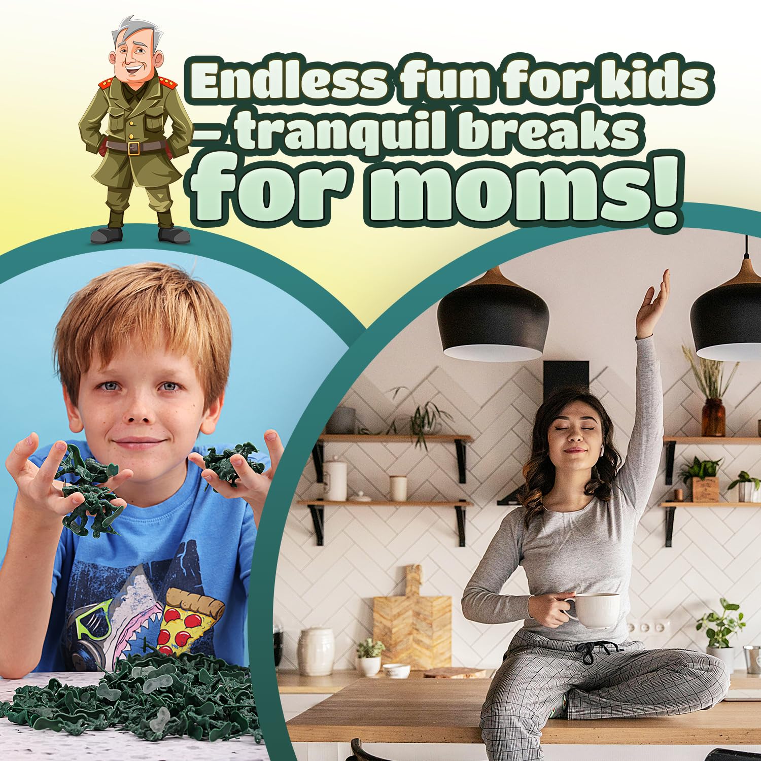 Entervending 100-Piece Green Army Men Action Figures - 2” Small Military Soldier Toys for Boys - Battle Playset for Kids | Perfect for Army Themed Parties, Birthday Favors & War Game Scenes