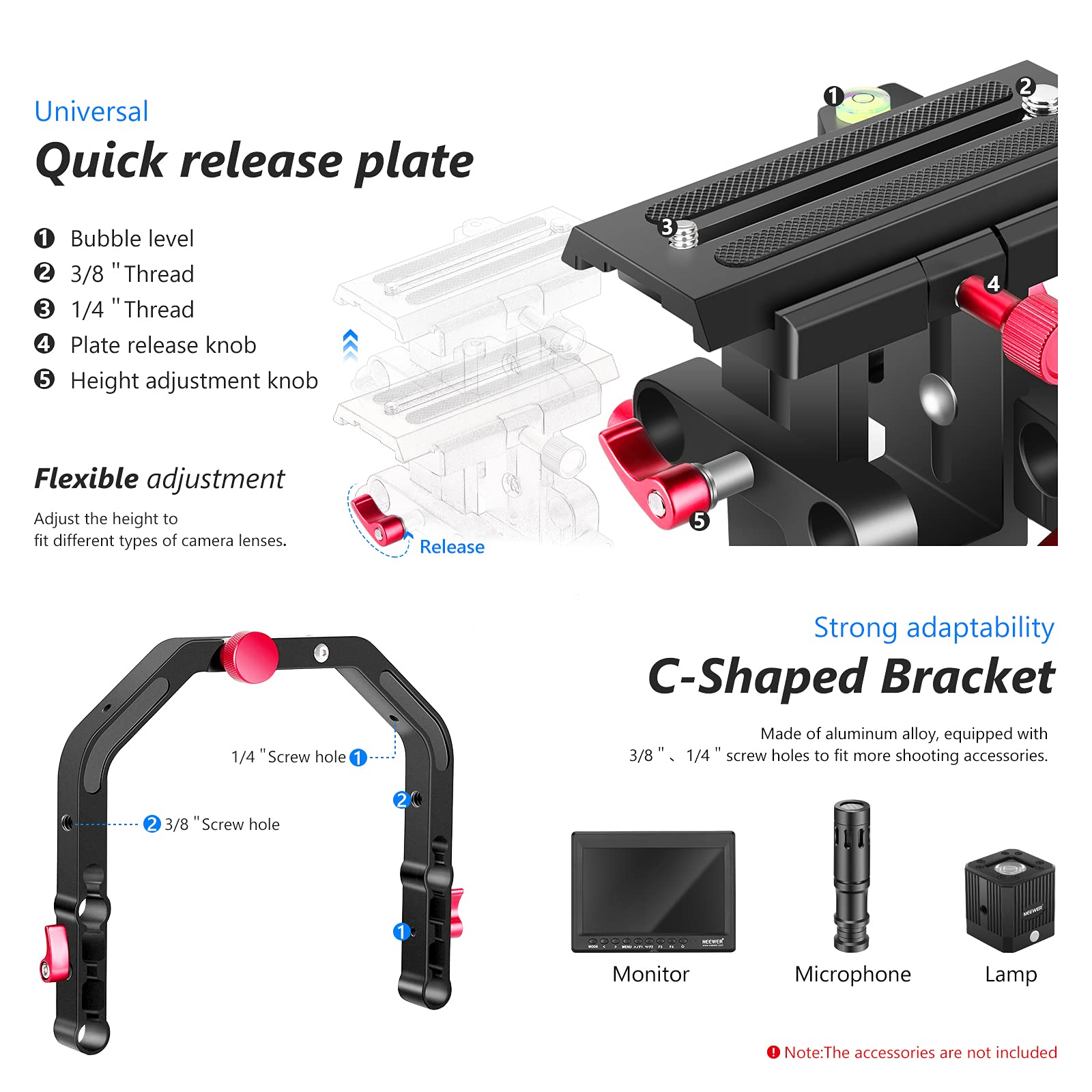 Neewer DSLR Shoulder Rig Kit - Professional Video Stabilizer for Filmmaking with Matte Box, Follow Focus, 15mm Rods & Handgrip (Red/Black) | Perfect for YouTube Videos, Documentary Shooting & Indie Film Production