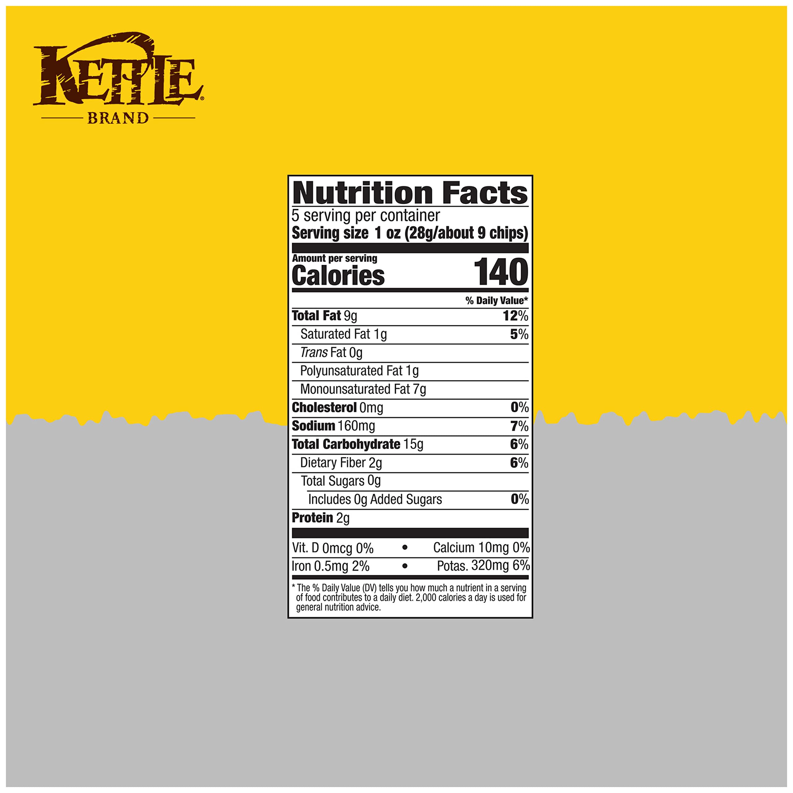 Kettle Foods Krinkle Cut Potato Chips with Sea Salt & Fresh Ground Pepper - 5 Oz Bag | Crunchy Snack for Parties, Picnics & Movie Nights