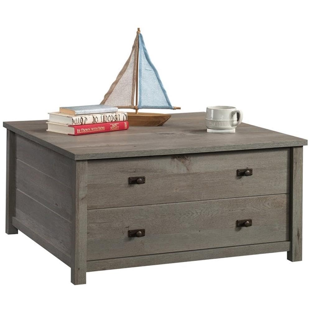 Pemberly Row 2-Drawer Coffee Table - Mystic Oak Finish for Living Room Storage