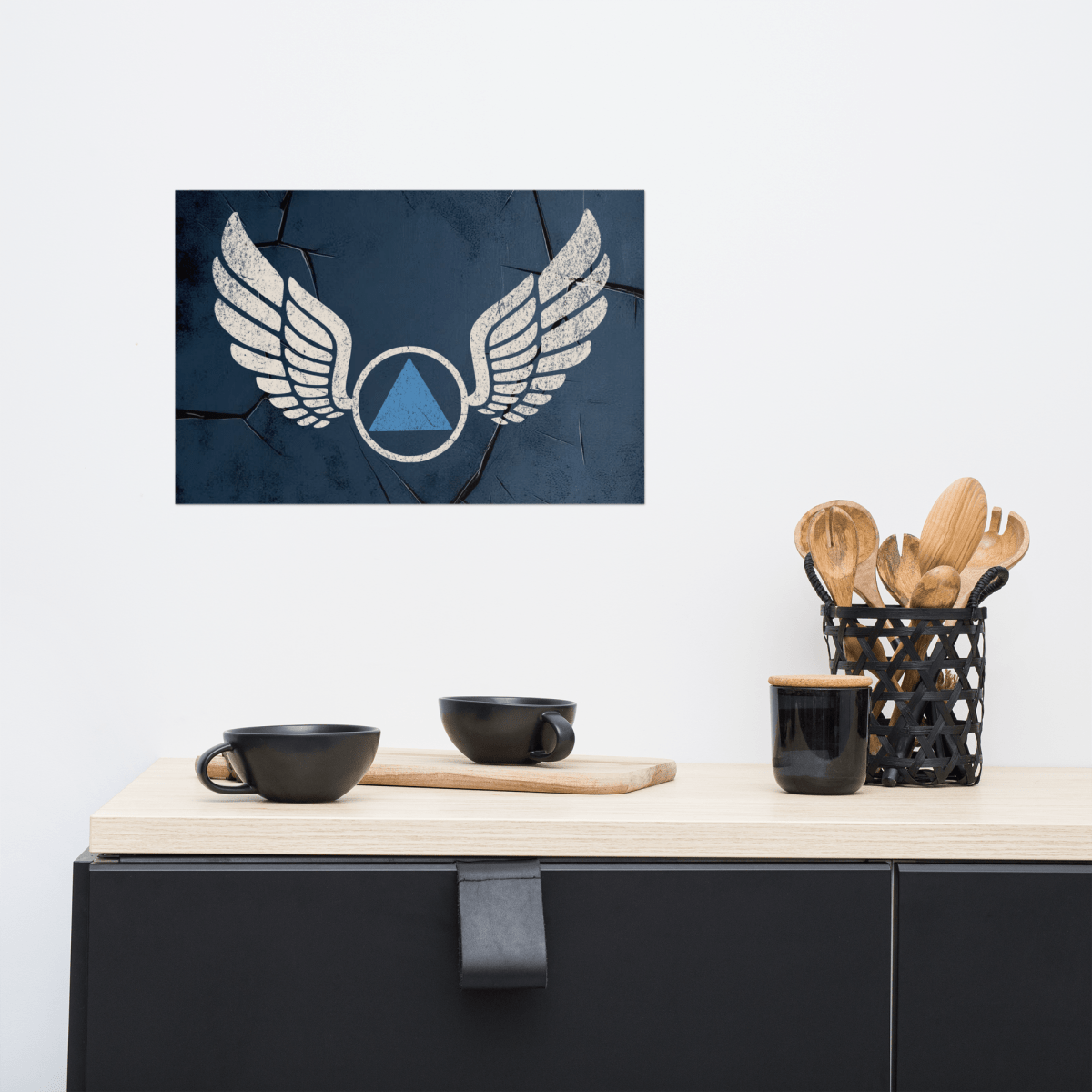 Wings of Recovery Poster - Blue Triangle Edition | Motivational Wall Art for Home & Office Decor | Inspirational Gift for Mental Health Awareness