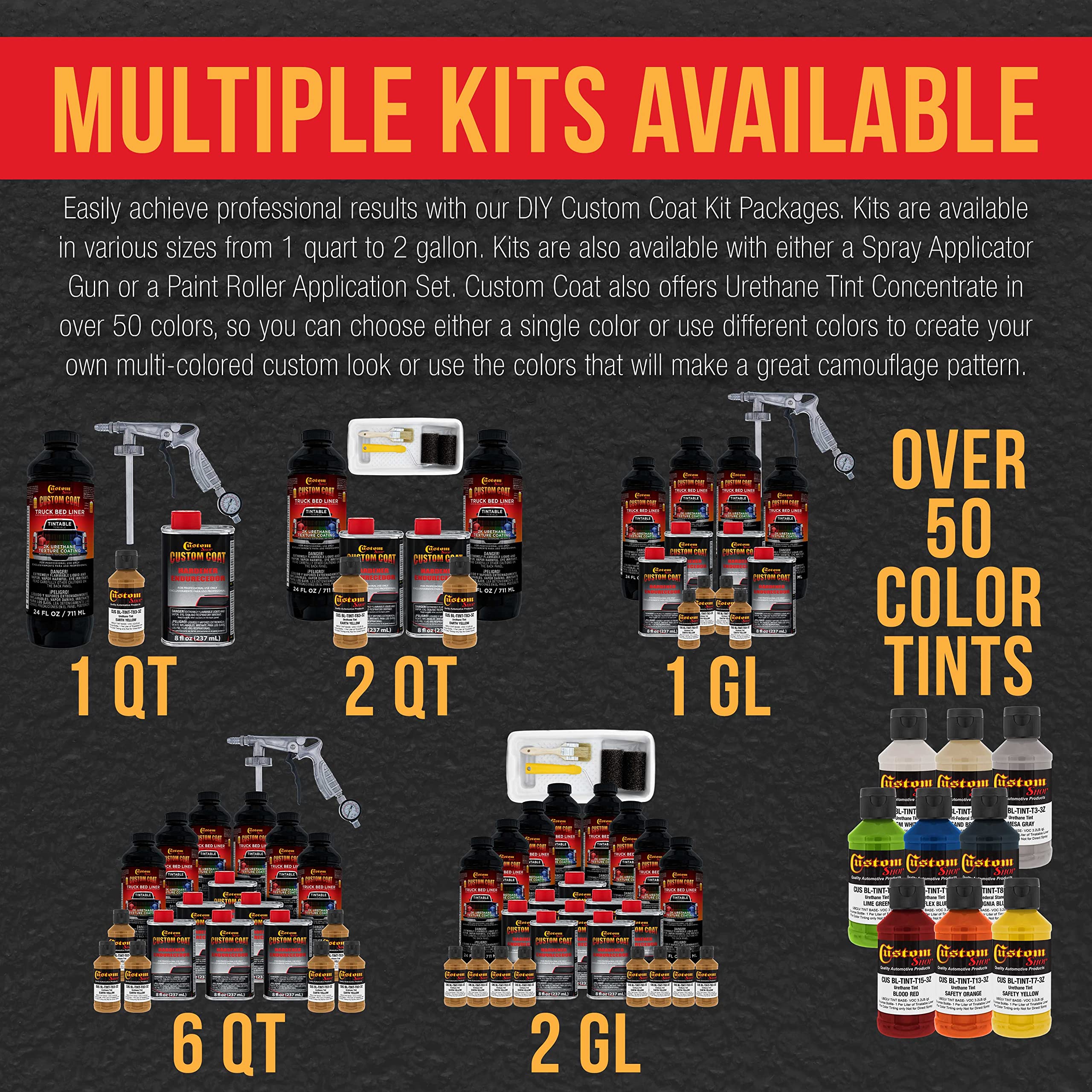 Federal Standard Color #30257 Earth Yellow T83 Urethane Truck Bed Liner Kit - 1 Gallon Roll-On, Brush-On or Spray-On Protective Coating with Roller Applicator | Durable Textured Finish for Pickup Trucks, Trailers & Automotive Protection