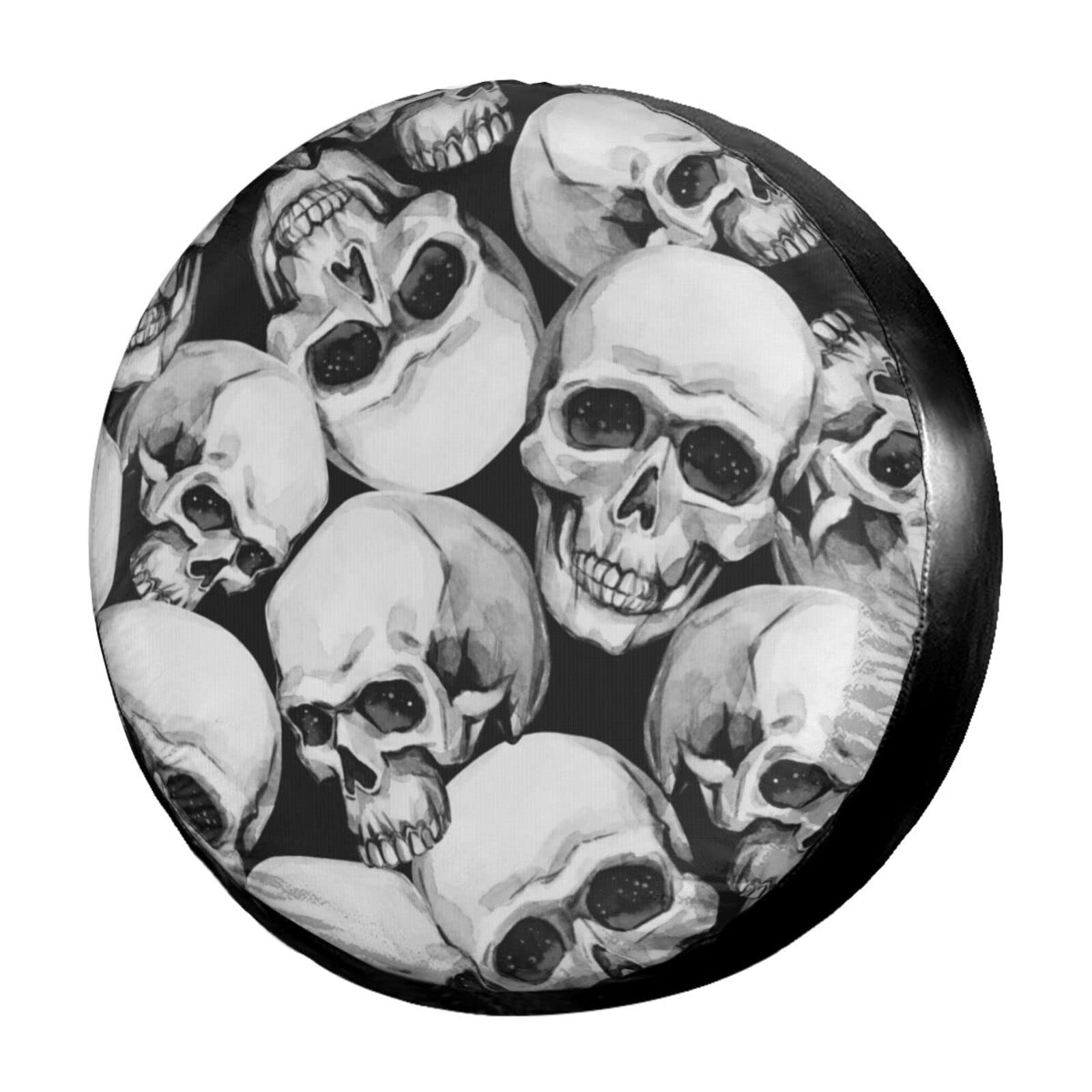 Retro Skulls Spare Tire Cover - 14 Inch Dust-Proof Wheel Protector for Trailer, RV, SUV & Vehicles | Durable Outdoor Accessory for Camping & Road Trips