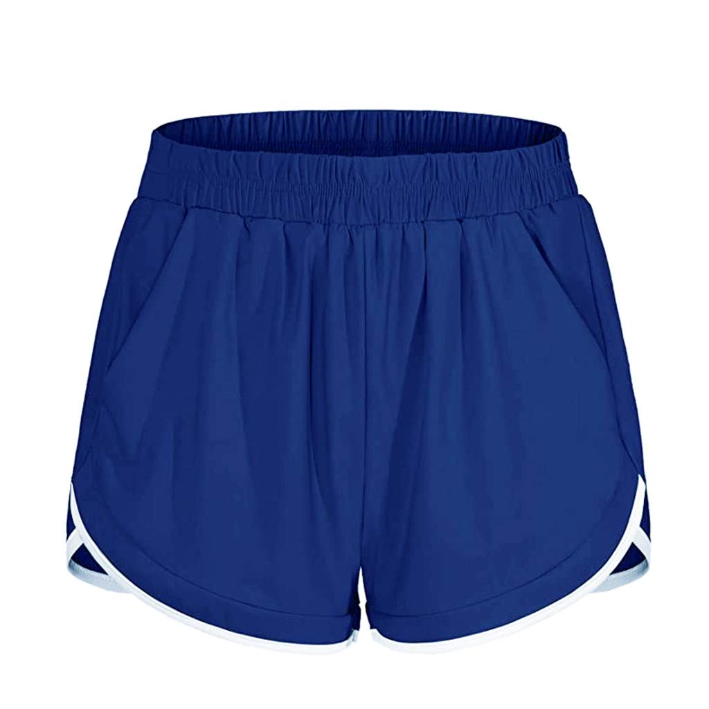 Fandream Women's Cozy Elastic Waist Running Shorts with Pockets - Breathable Workout Shorts for Fitness, Yoga & Gym - Sizes S-XXXL - Perfect for Jogging, Lounge & Active Wear