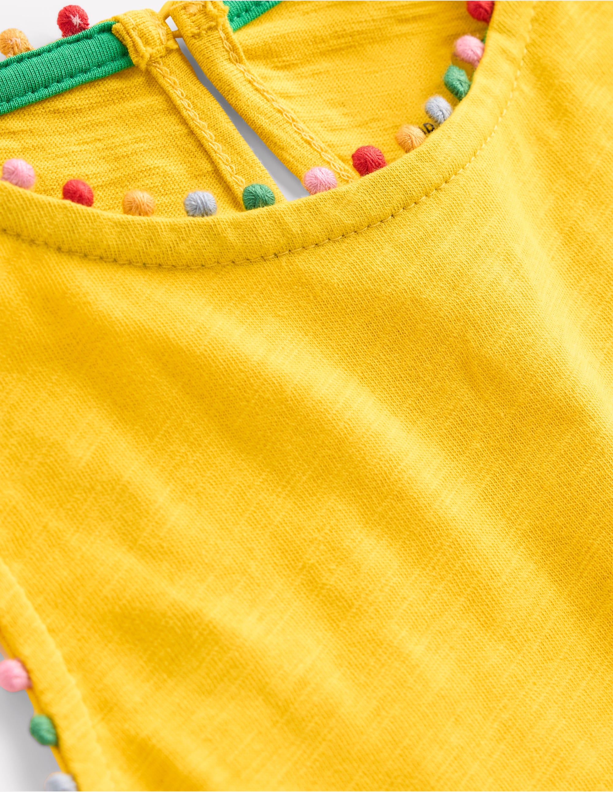 Ali Pom Trim Jersey Dress Pineapple Yellow - Flowy Summer Dress for Women, Casual Beachwear & Vacation Outfit