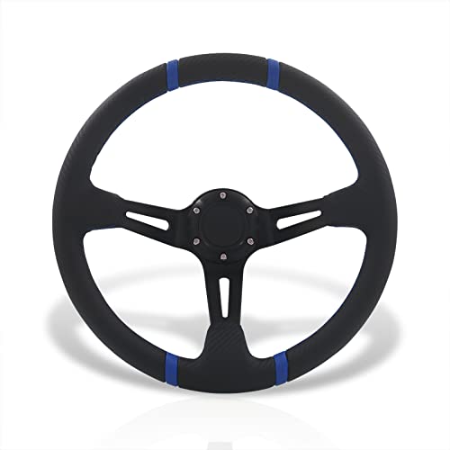 Carbon PVC Leather / Black Center / Blue Stitching